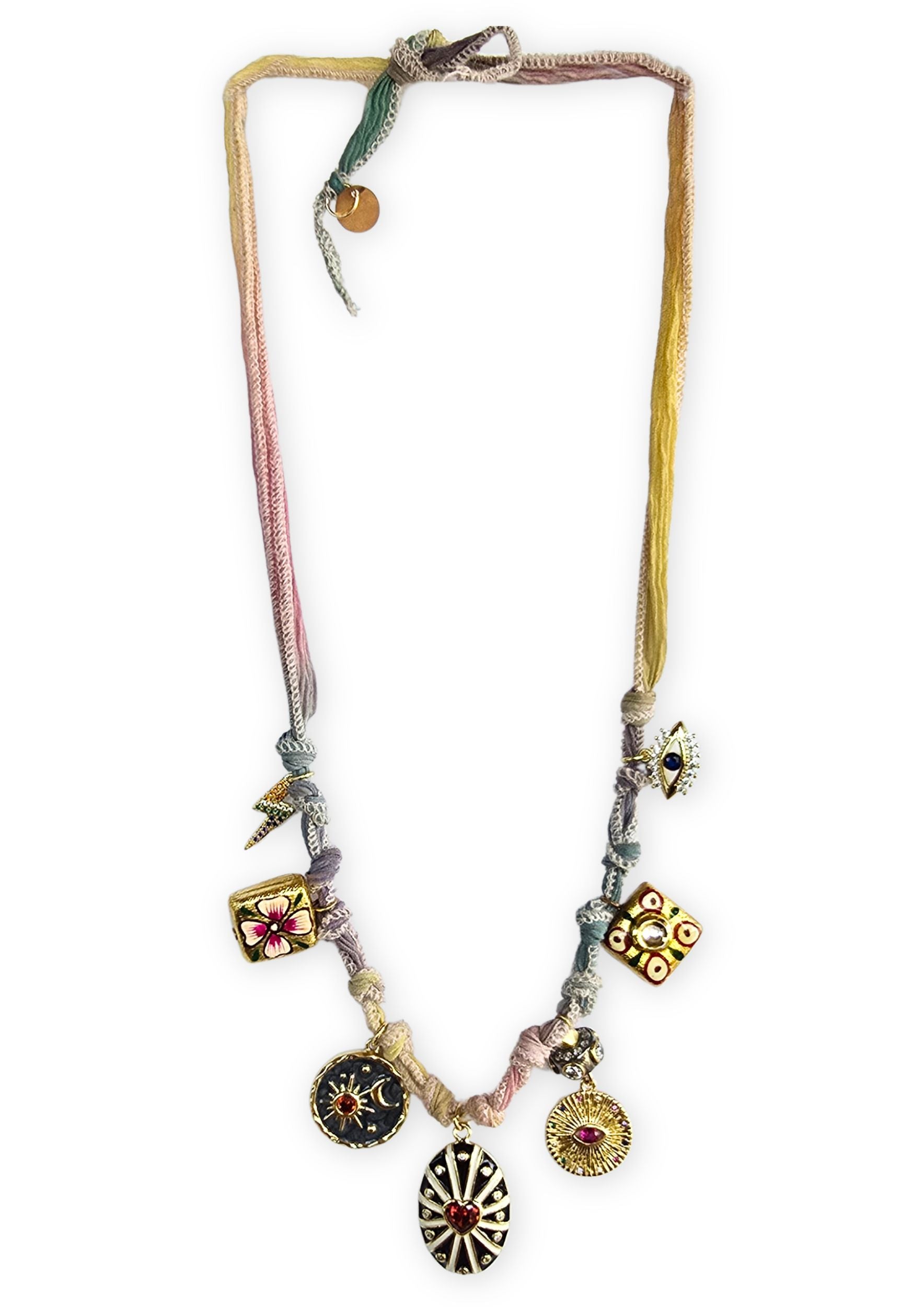 Ribbon charm necklace heart of light