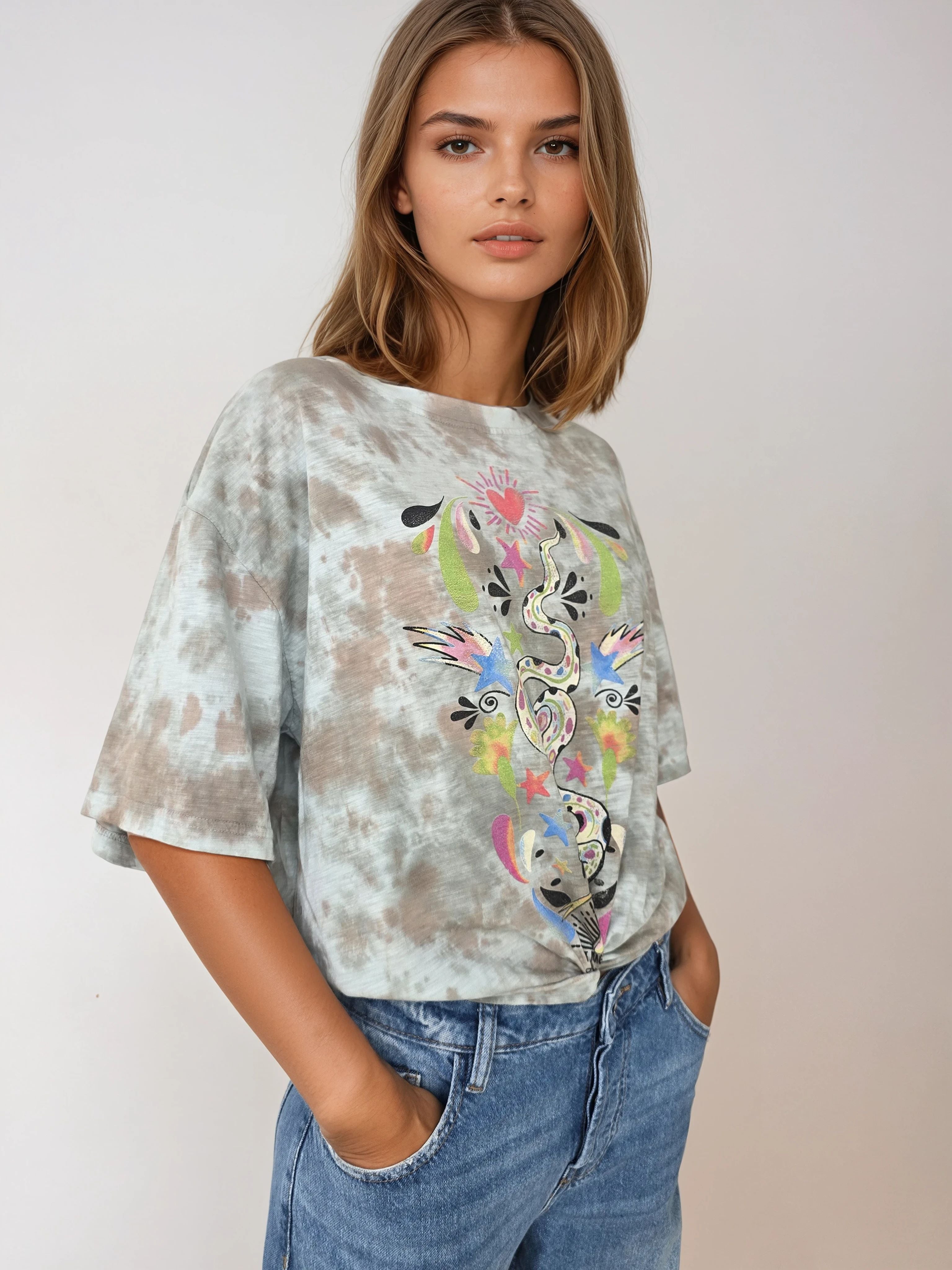 Camiseta Kundalini caqui tiedye