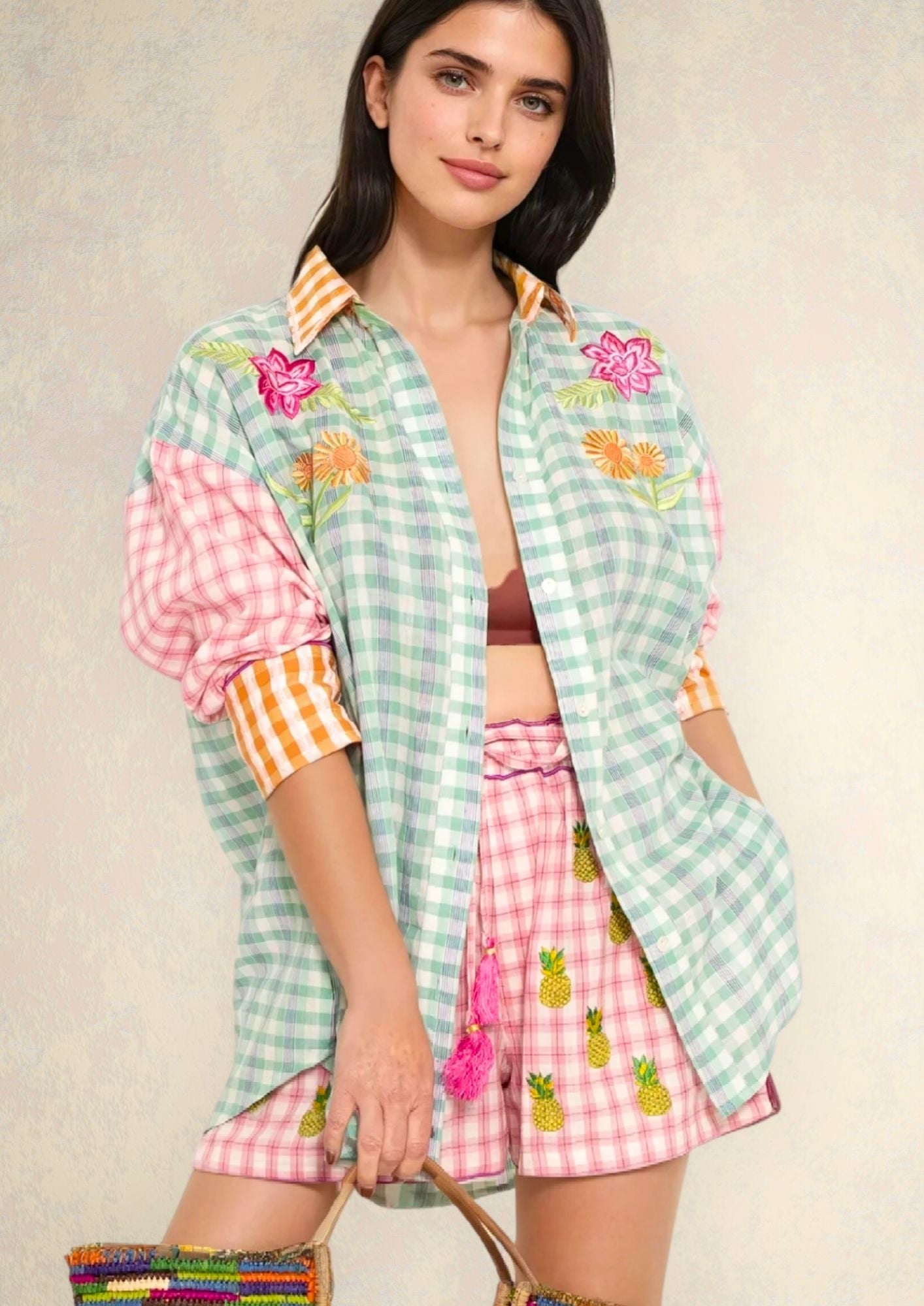 Leilani shirt light green-pink