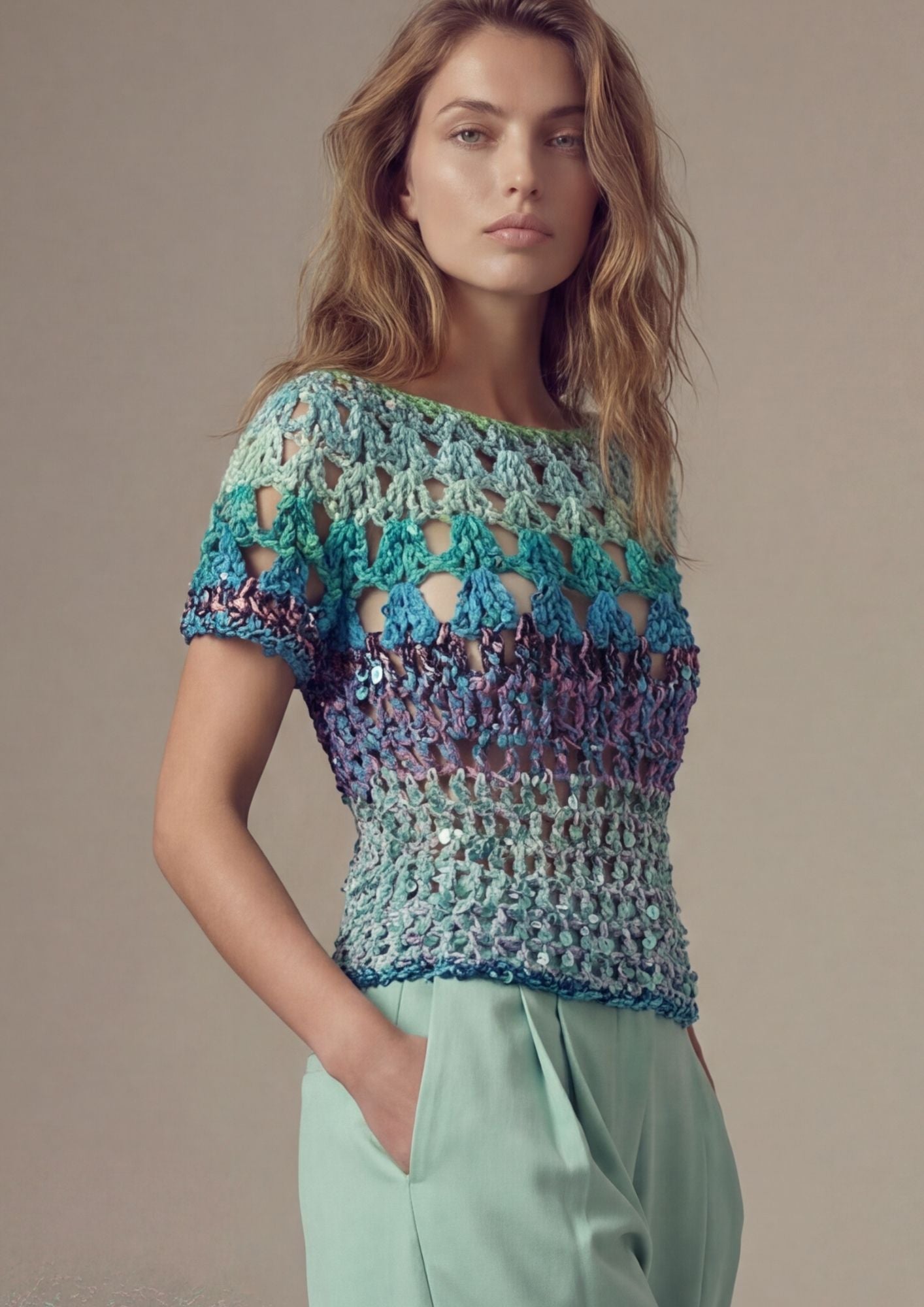 Haut Mika en crochet ciel