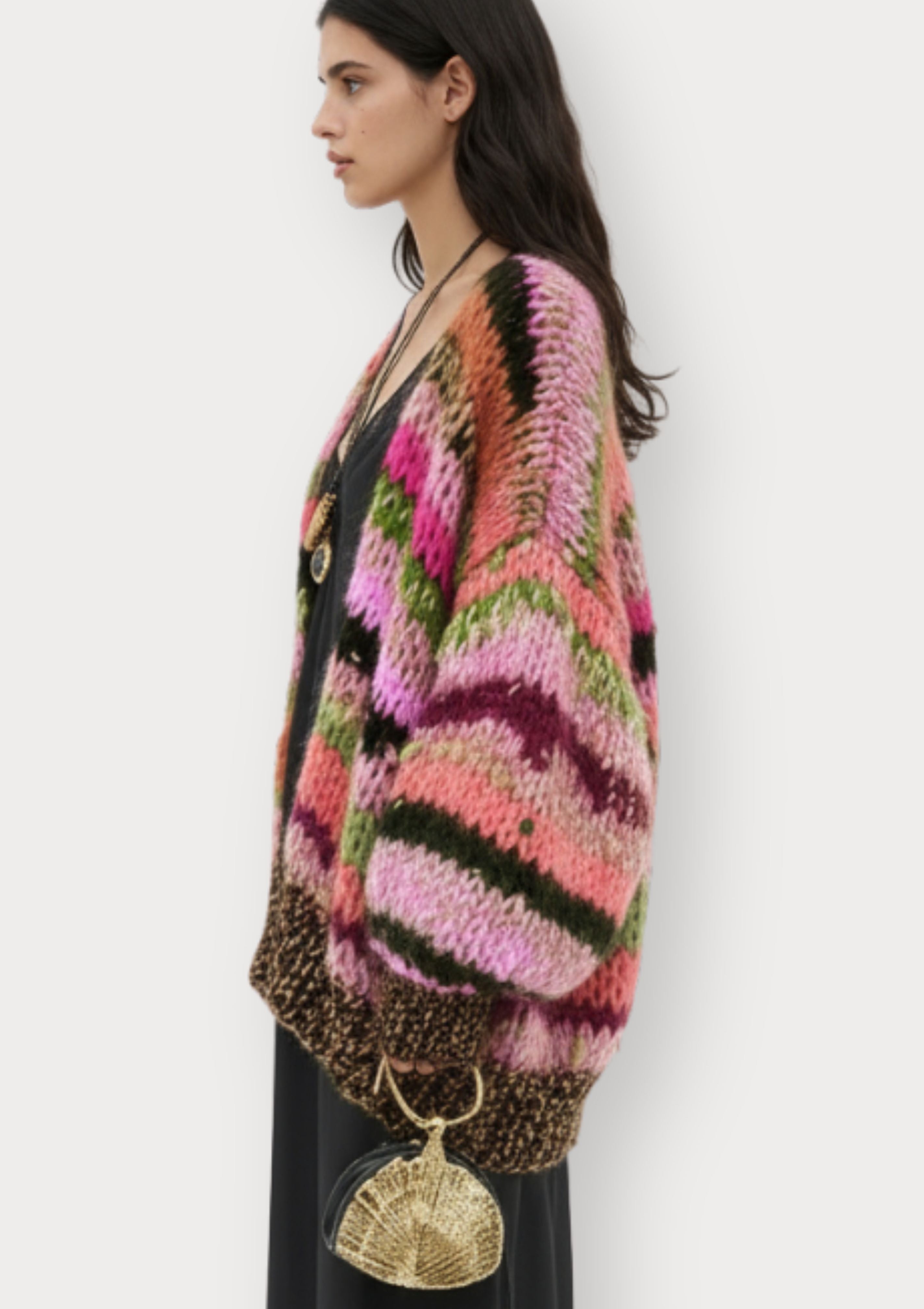 Cardigan Shanna confetti cor-de-rosa pré-encomenda