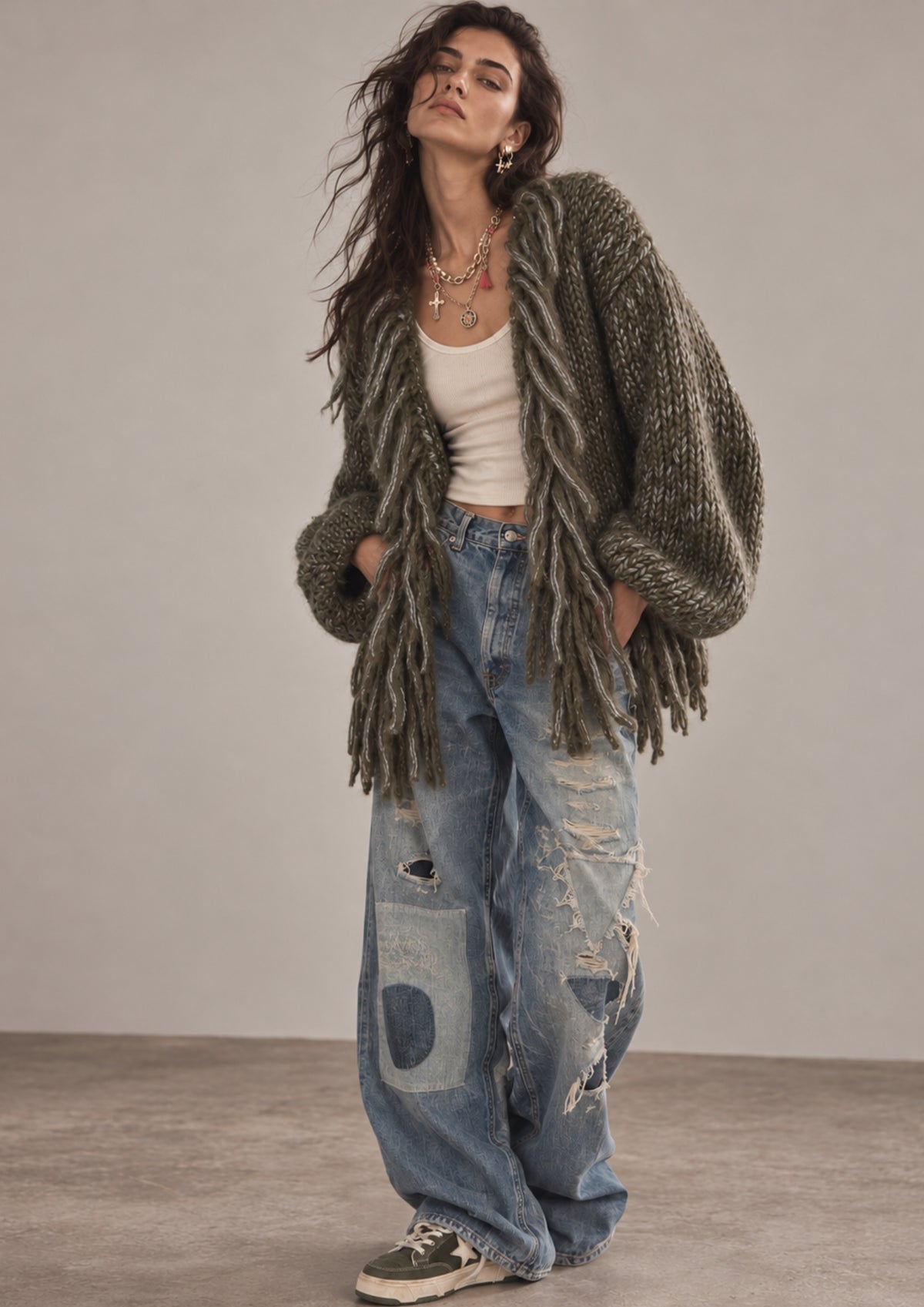 Flecco cardigan Moss Smoke