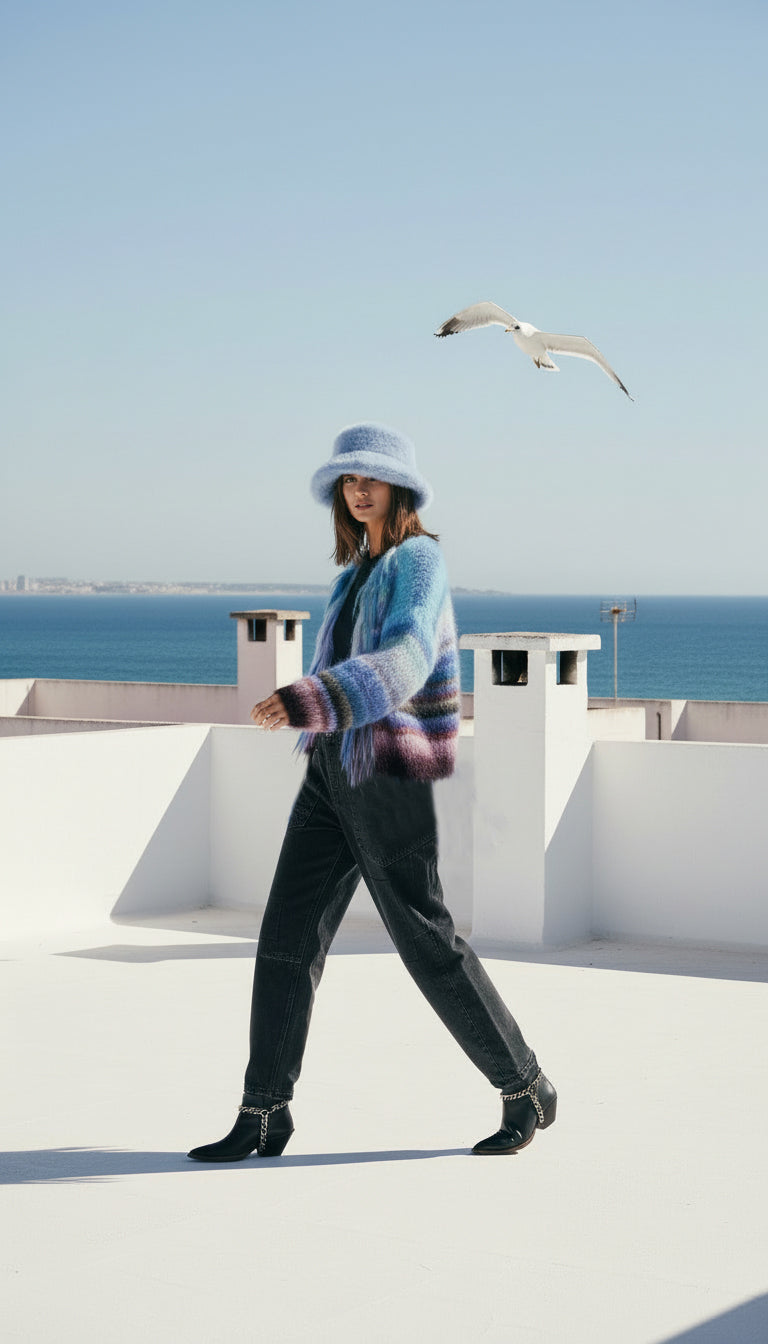 Cárdigan Stevie azul deriva reserva anticipada