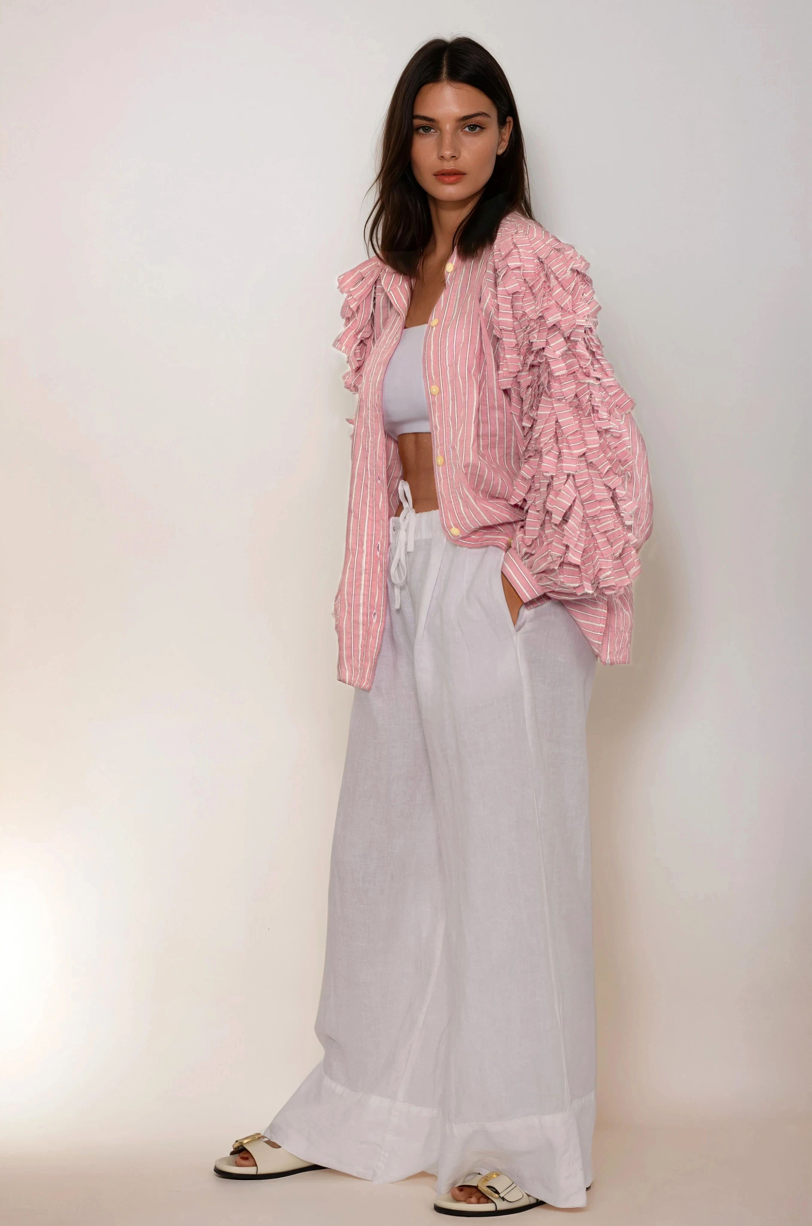 Vogelbluse pink-gestreift