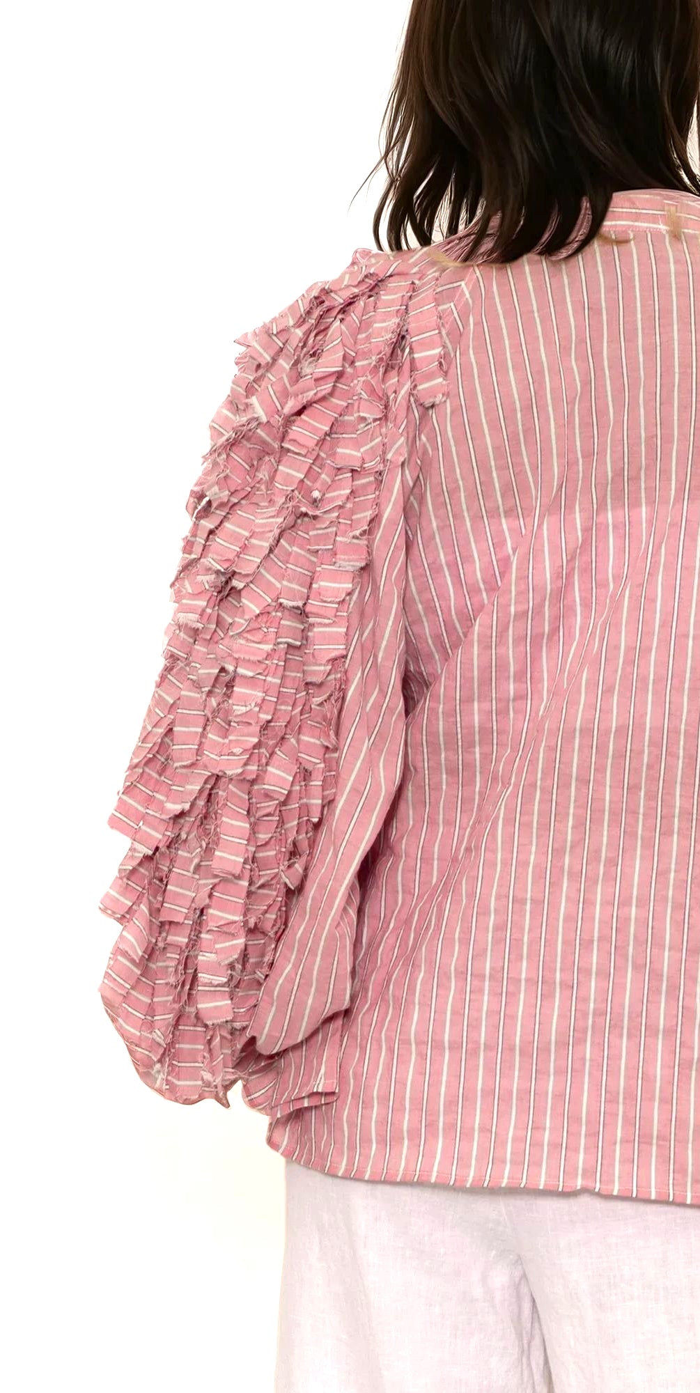 Vogelbluse pink-gestreift