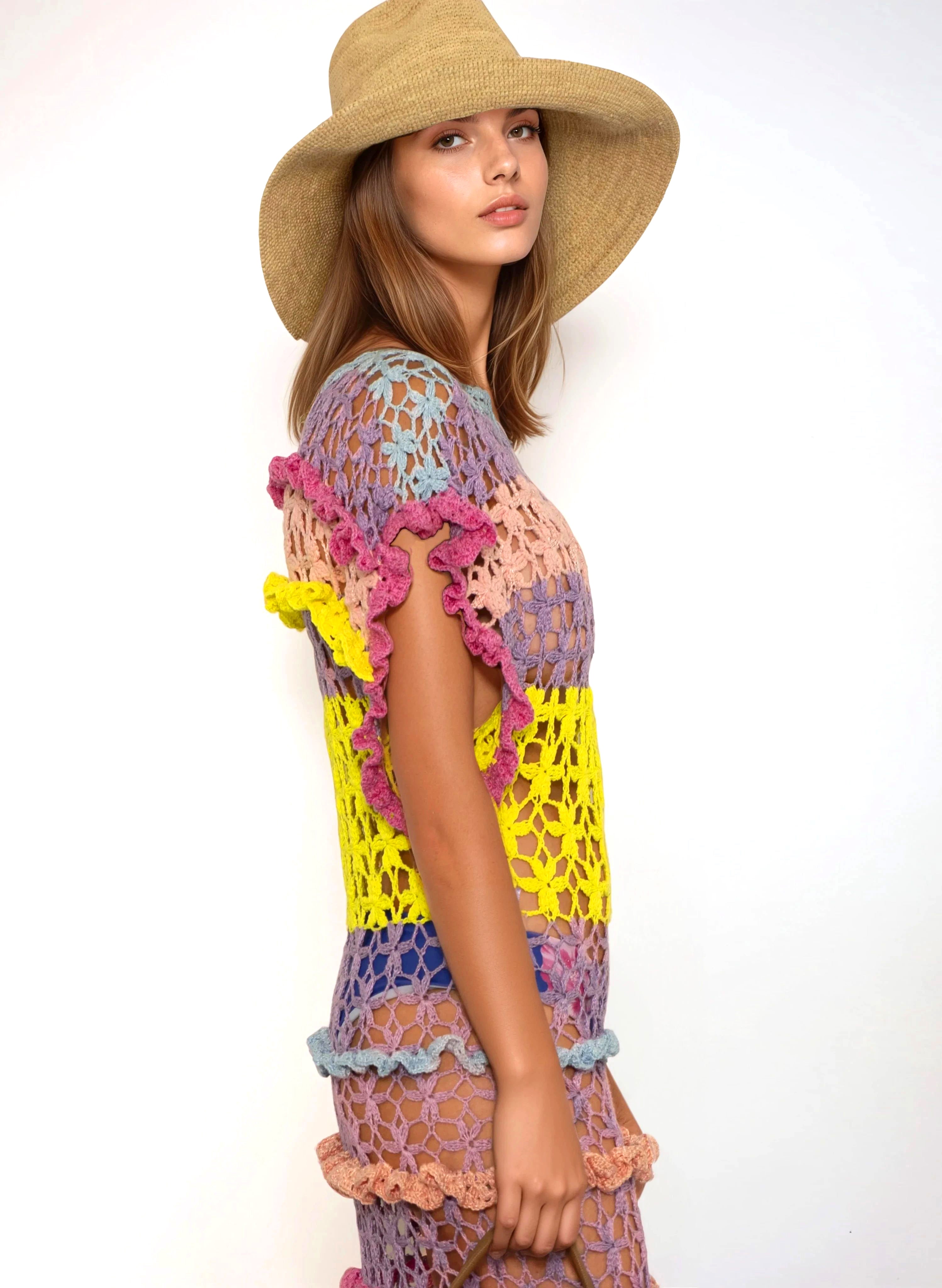 Vestido Marina em croché feito à mão