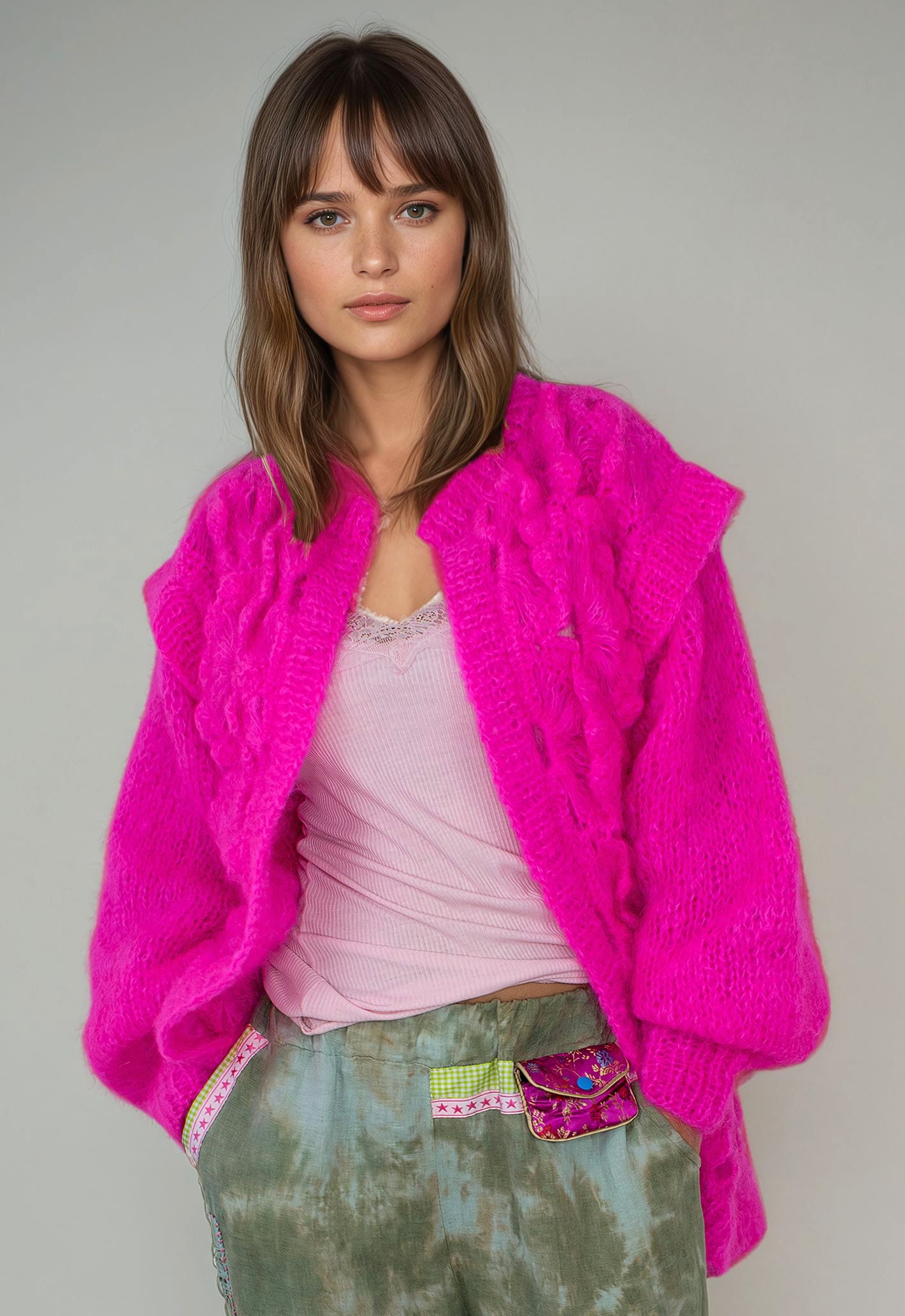 Belle cardigã Rosa neon