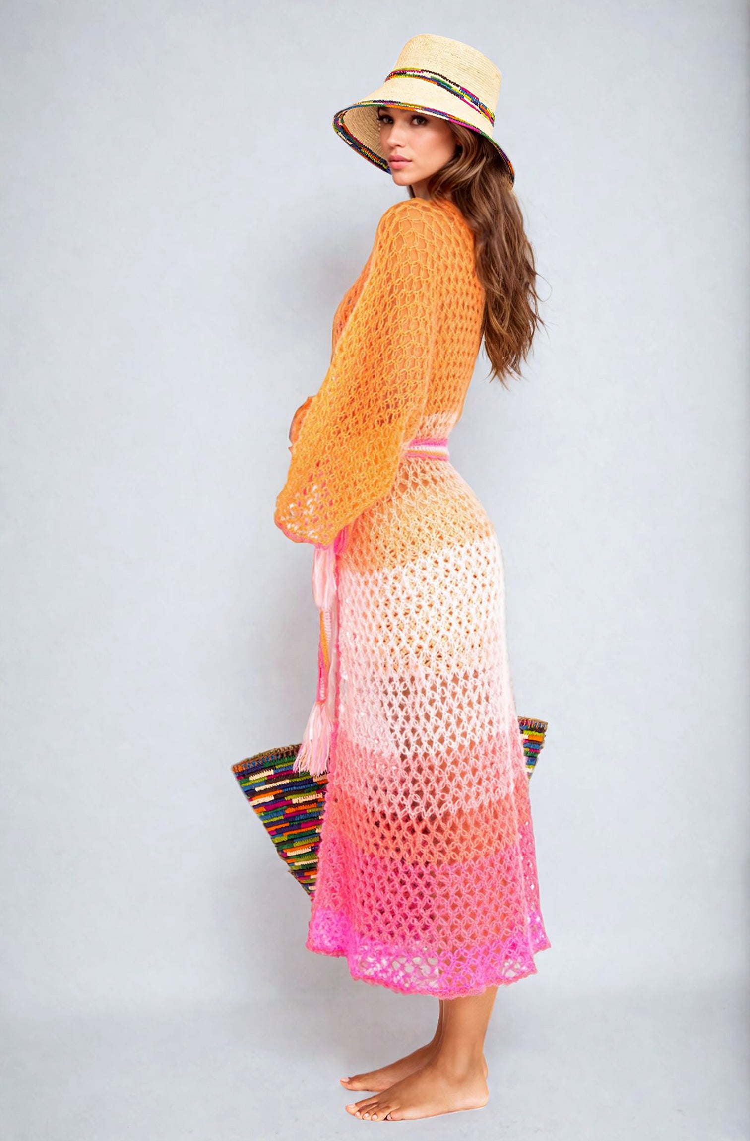 Skye silk mohair kimono orange