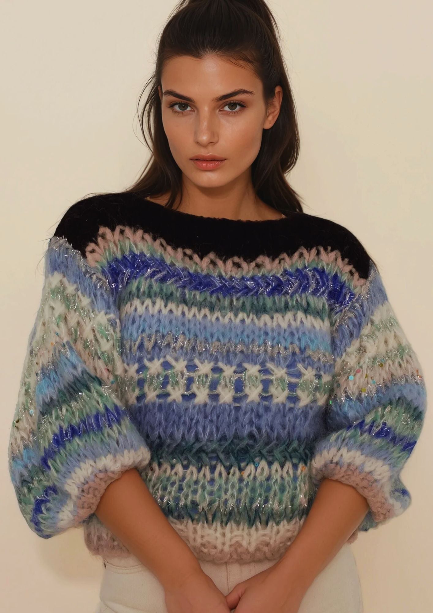 Top Frou Frou verde-azul-preto