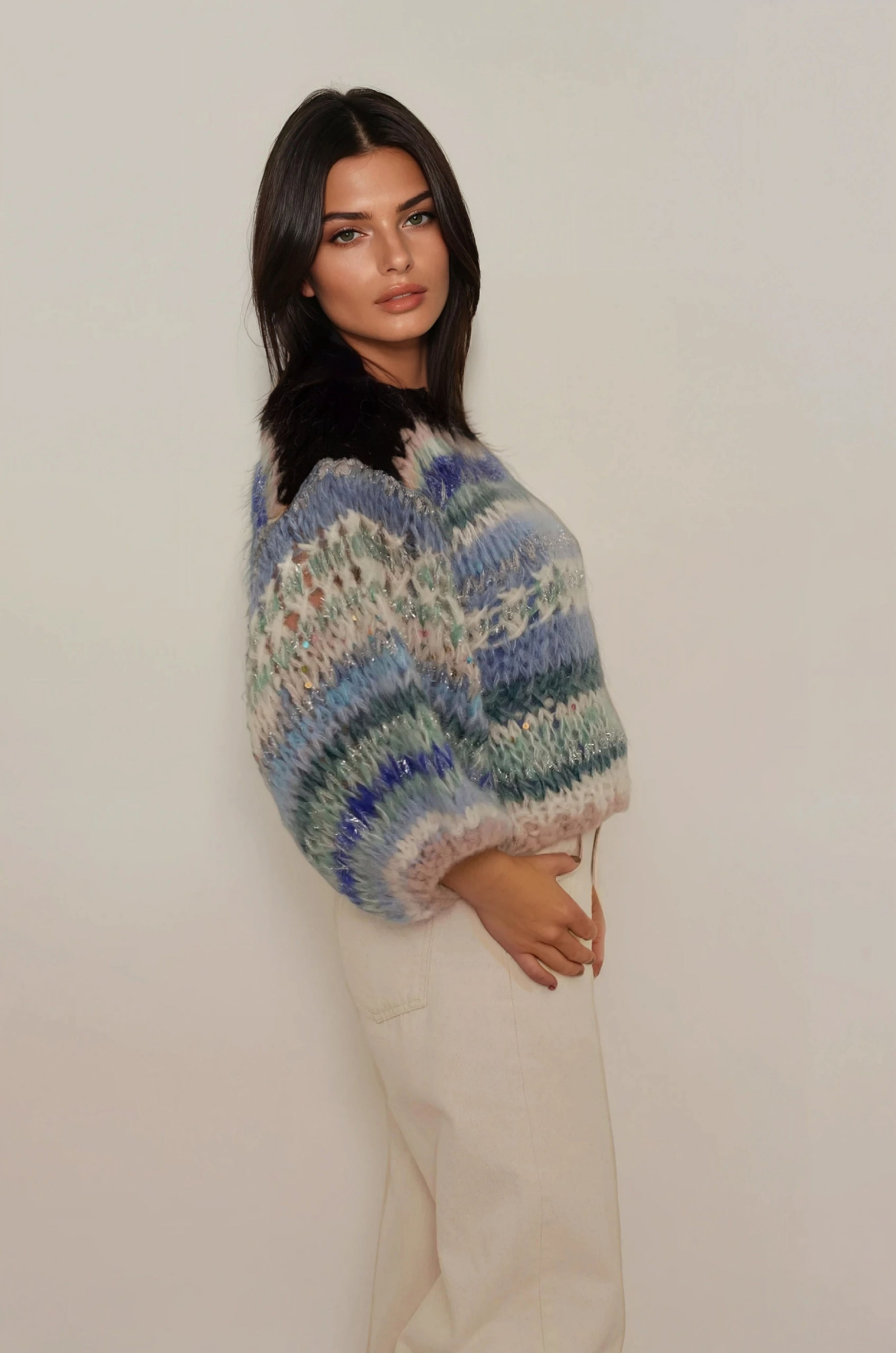 Top Frou Frou verde-azul-preto