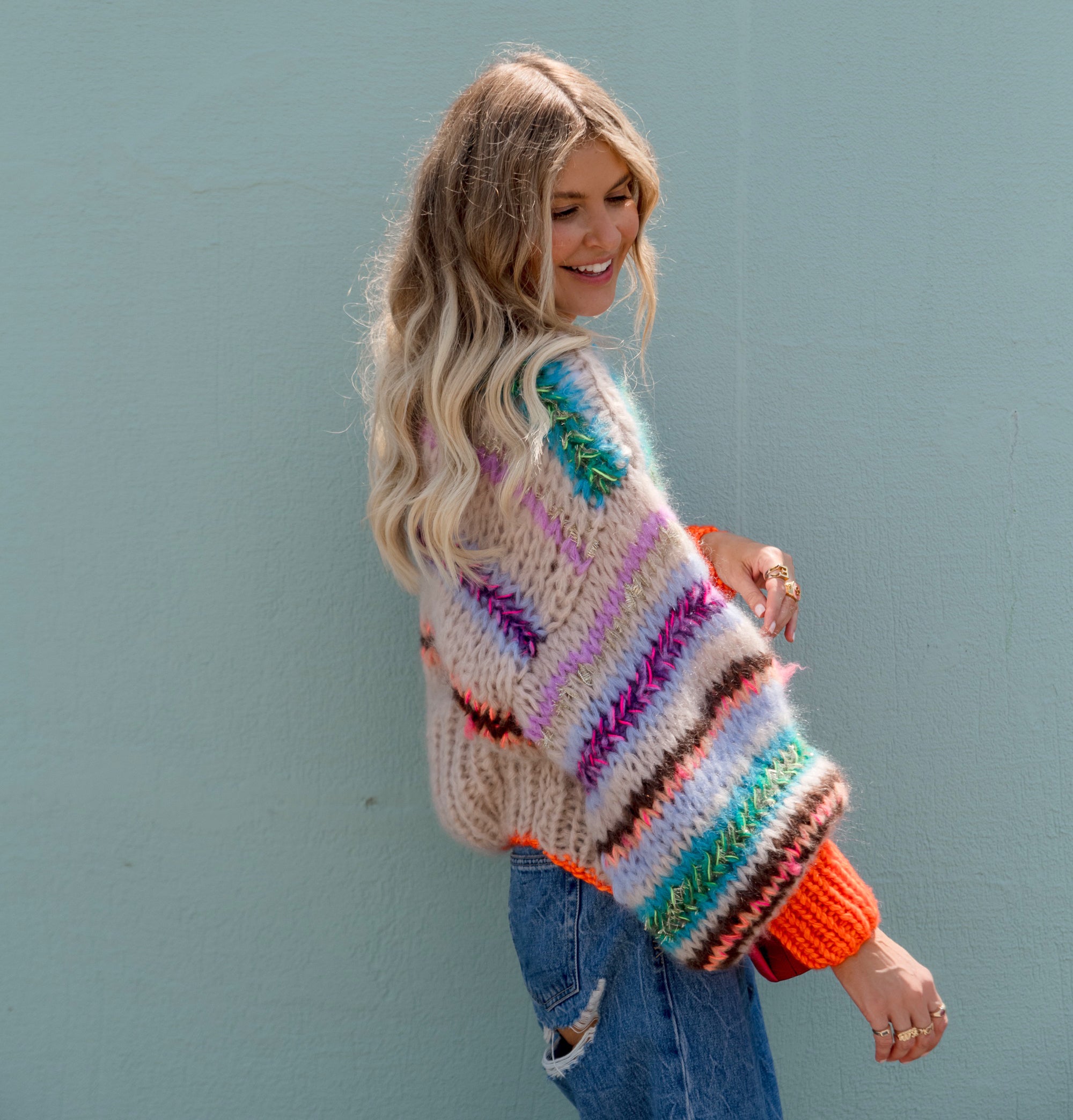 Hand-knitted sweater, colourful knitwear, handmade sweater, Handmade cardigan, Hand knitted cardigan, Hand crocheted dress, colourful fashion