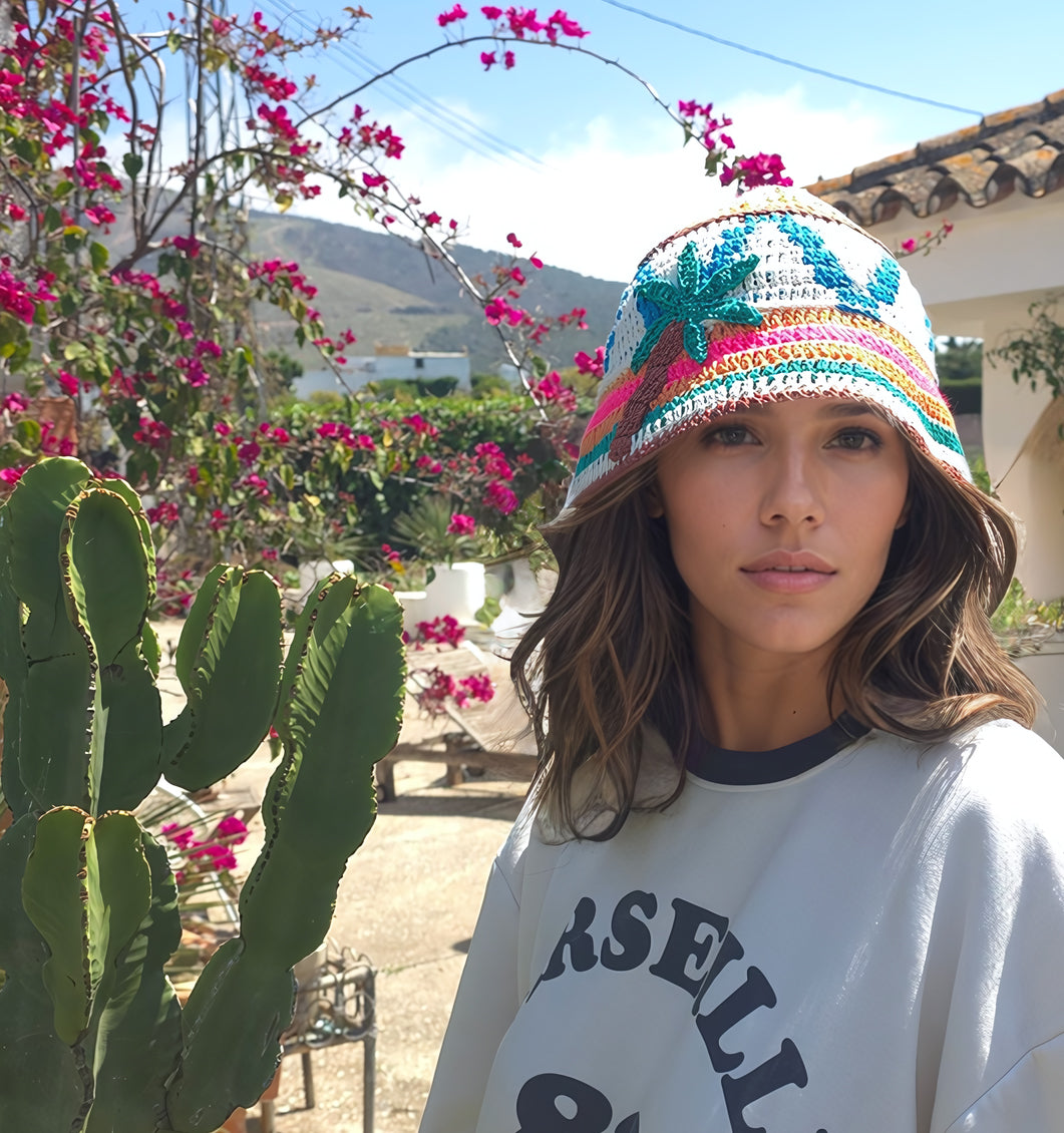 Handknitted hat, colorful knitwear, handmade sweater, Handmade hat, Handknitted fashion, Hand-crocheted dress, colorful fashion, knitted accessories, luxury fashion