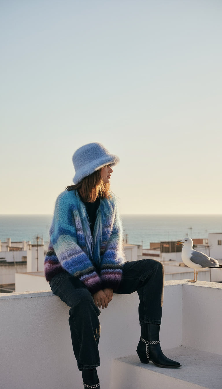 Cárdigan Stevie azul deriva reserva anticipada