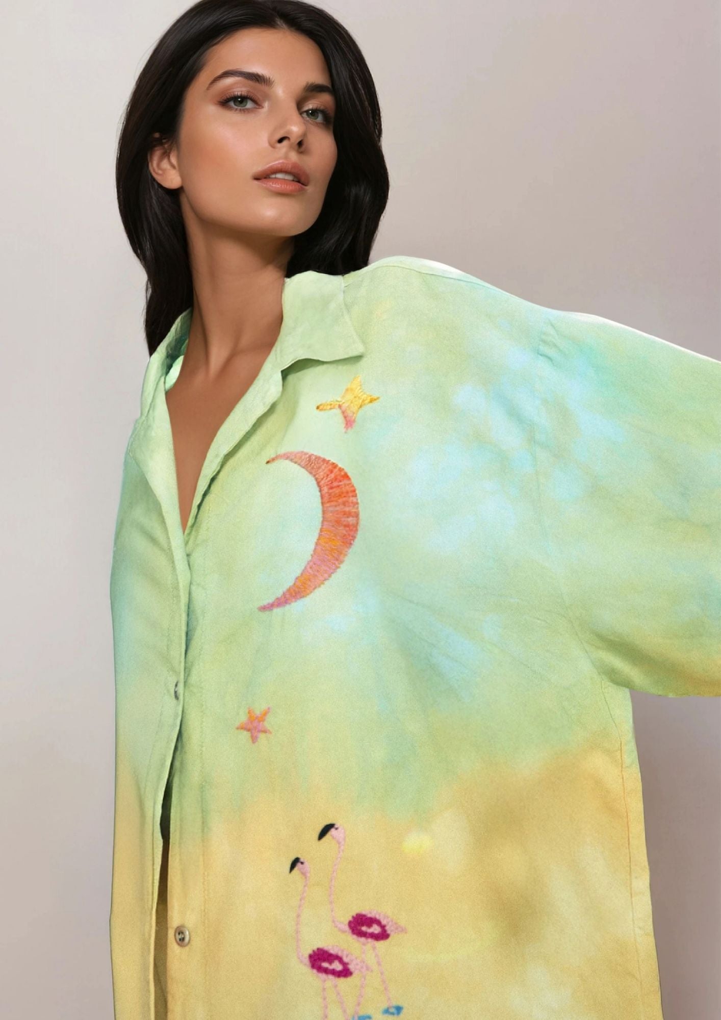 Tiedye shirt Susanna Blu with embroideries