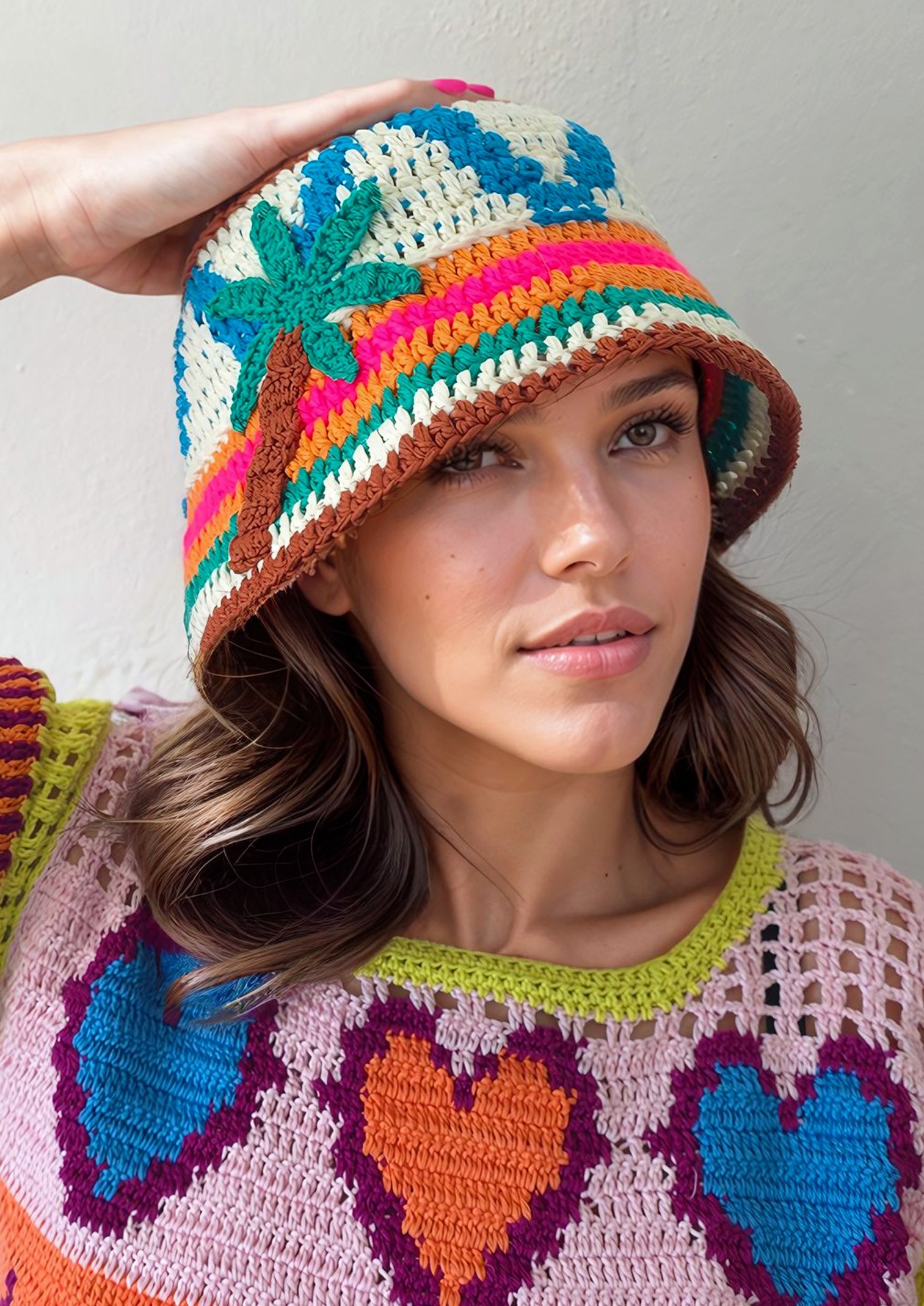 Handknitted hat, colorful knitwear, handmade sweater, Handmade hat, Handknitted fashion, Hand-crocheted dress, colorful fashion, knitted accessories, luxury fashion