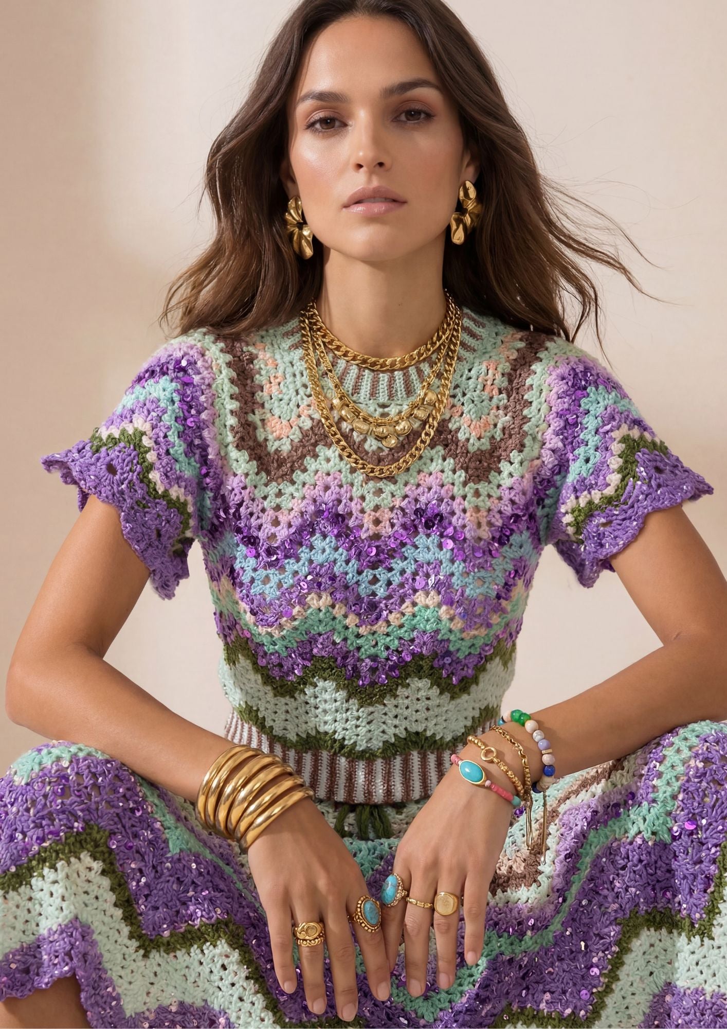 Mila top lilac green