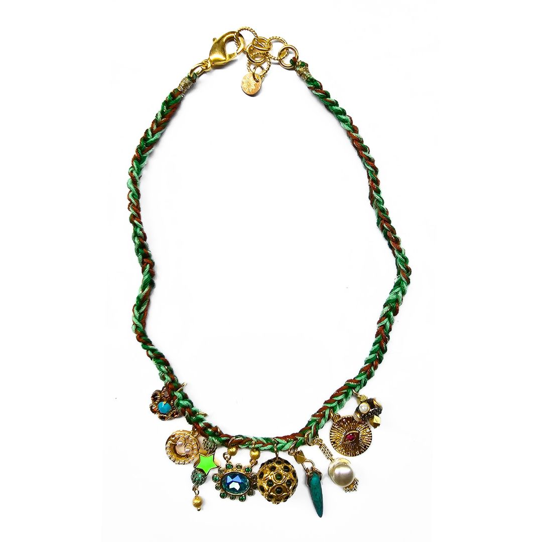 Collana cordoncino Nostalgia marrone verde