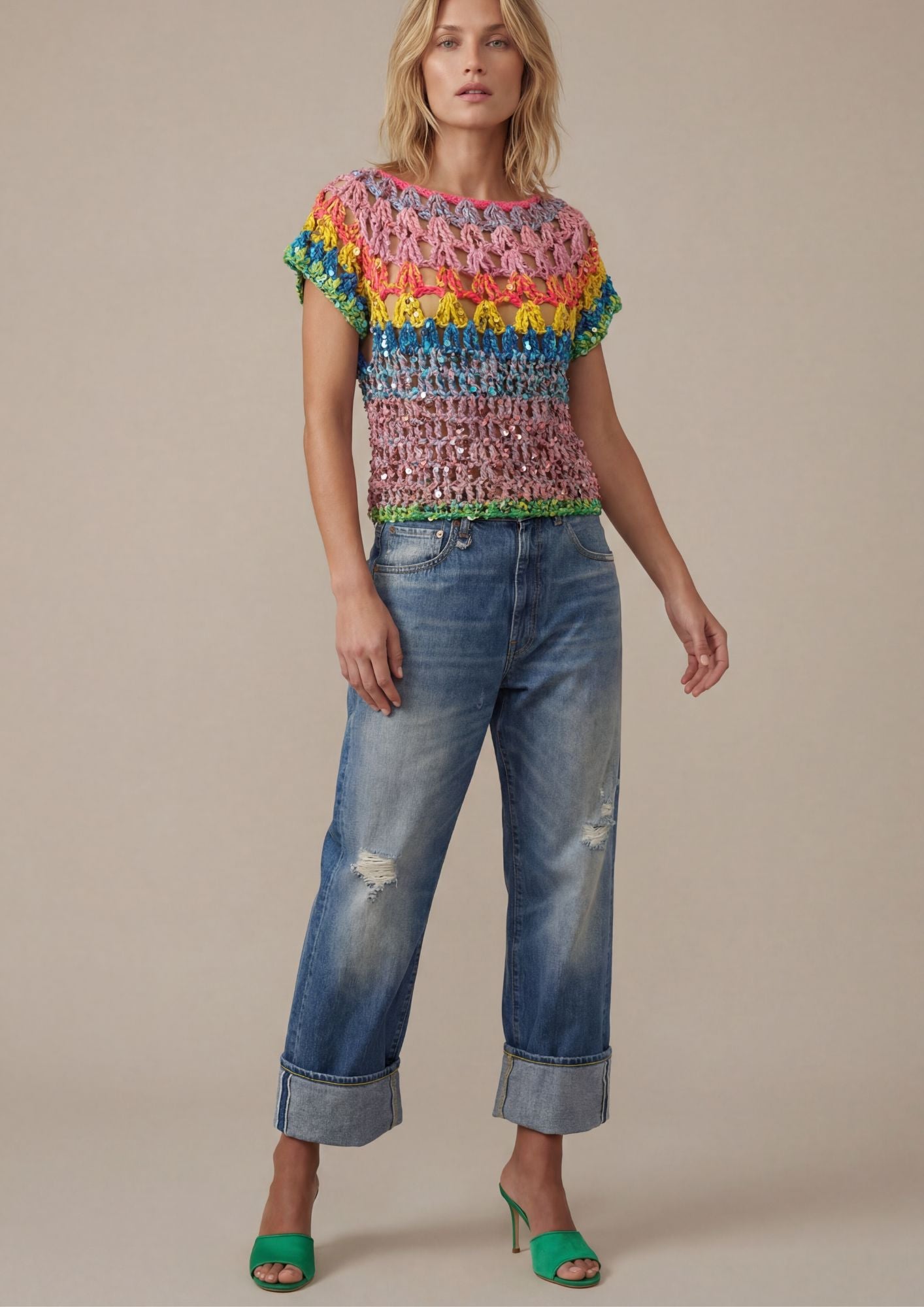 Top de crochê Mika rainbow