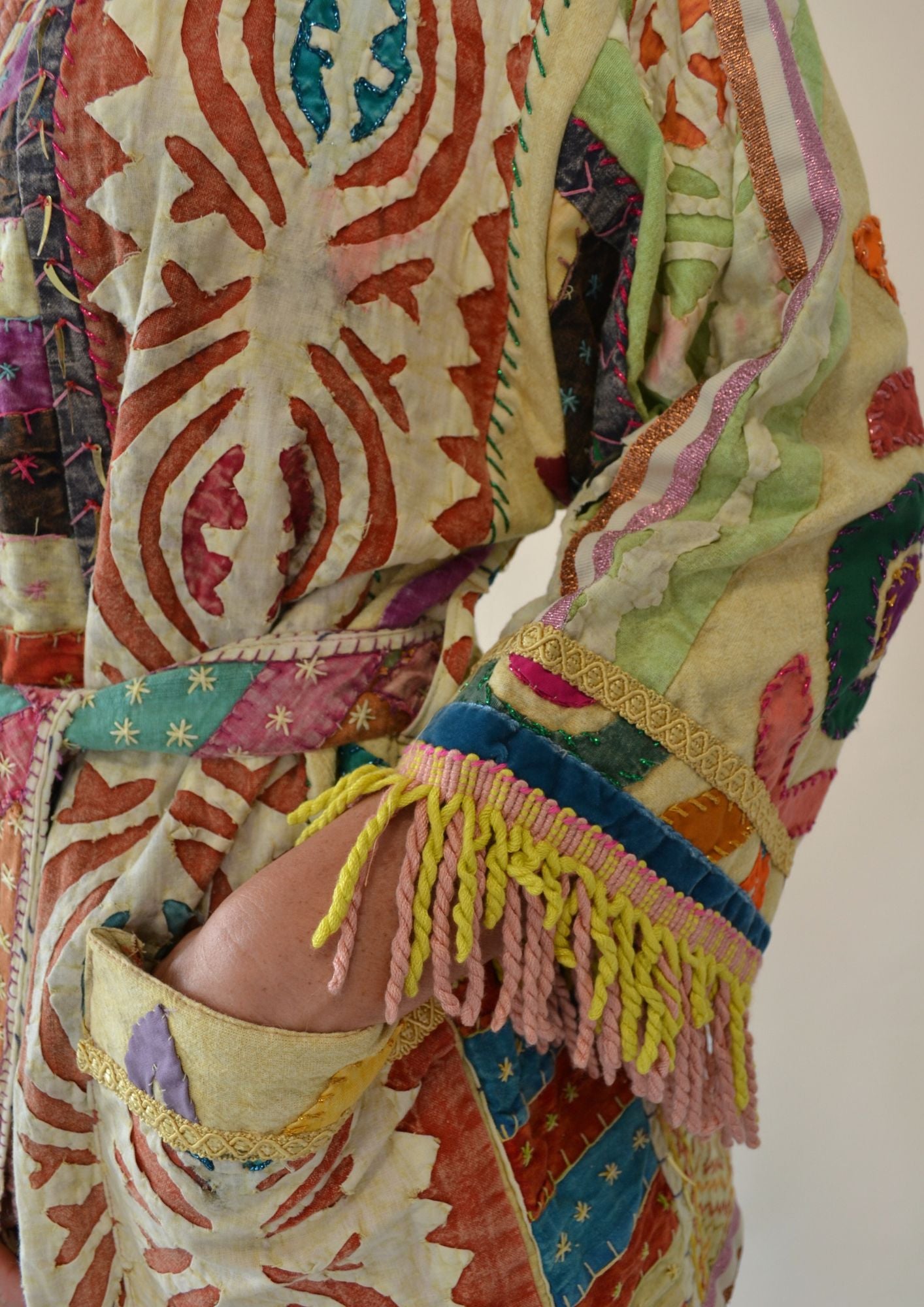 Handmade, fringedkanthajacket, embellished, listed edition,patchwork