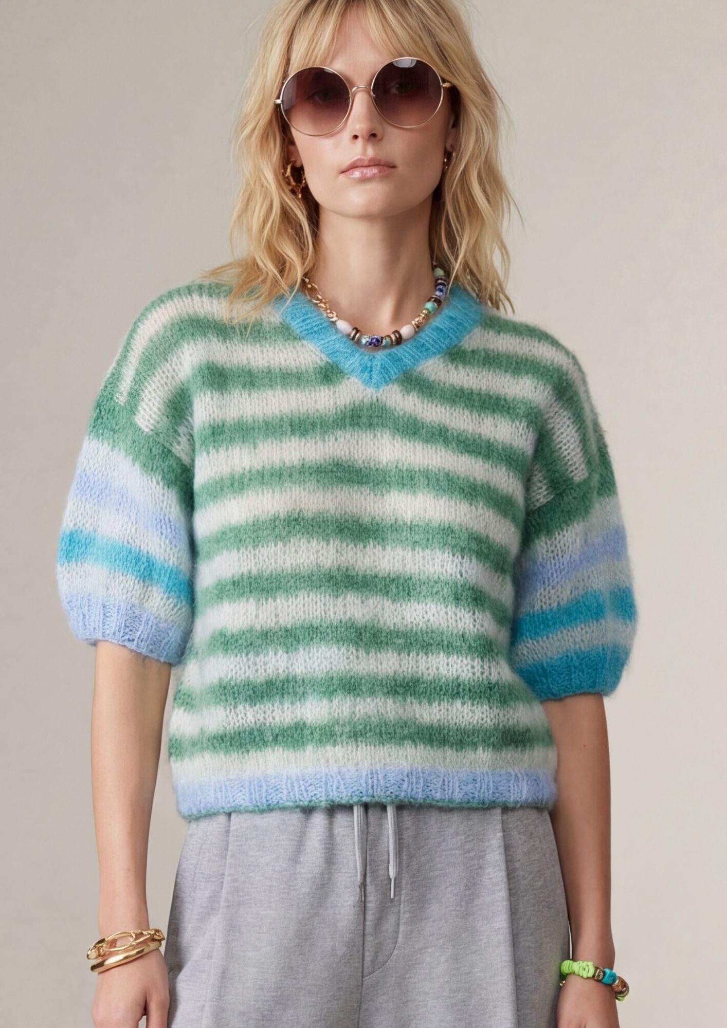 Chantal stripe sweater seafoam