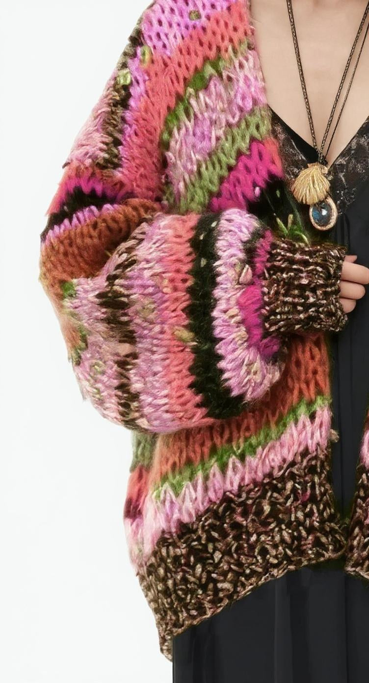 Cardigan Shanna confetti cor-de-rosa pré-encomenda