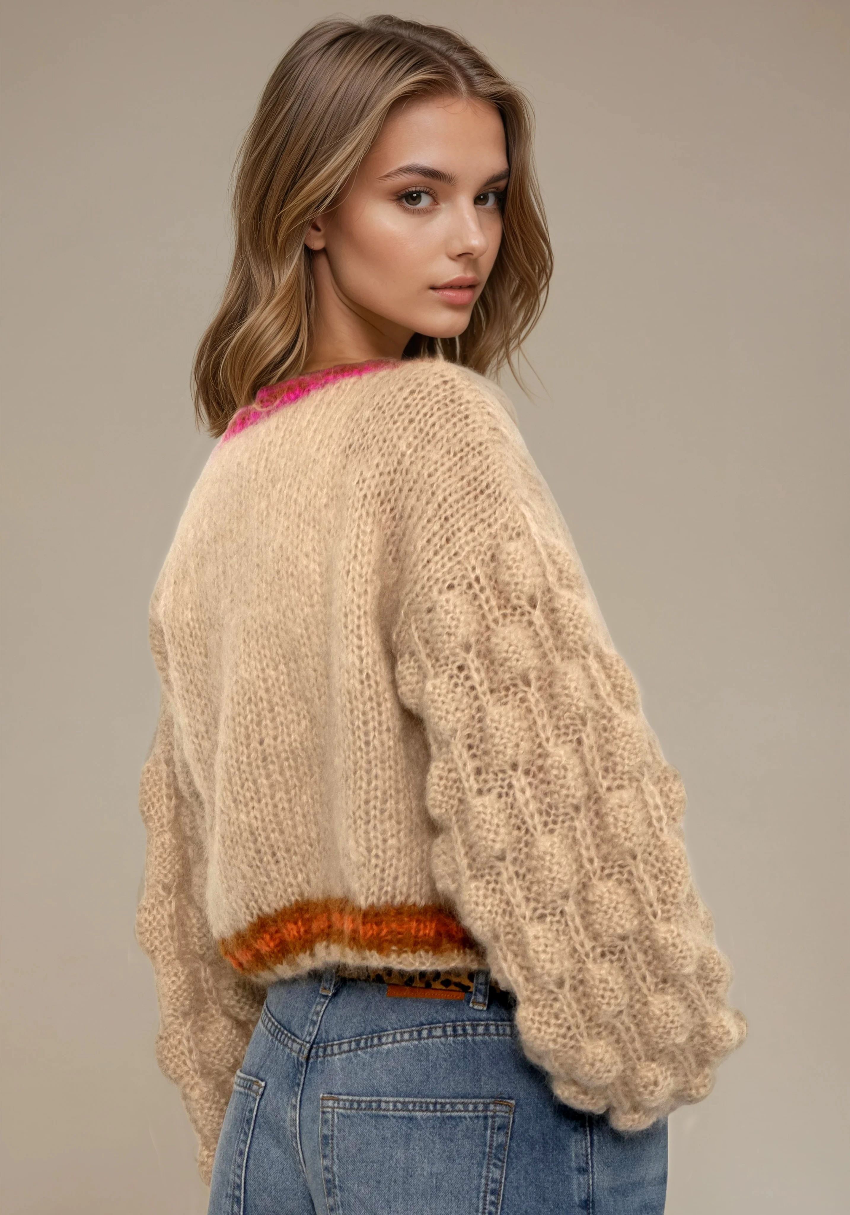 Cookie cardigan beige pink