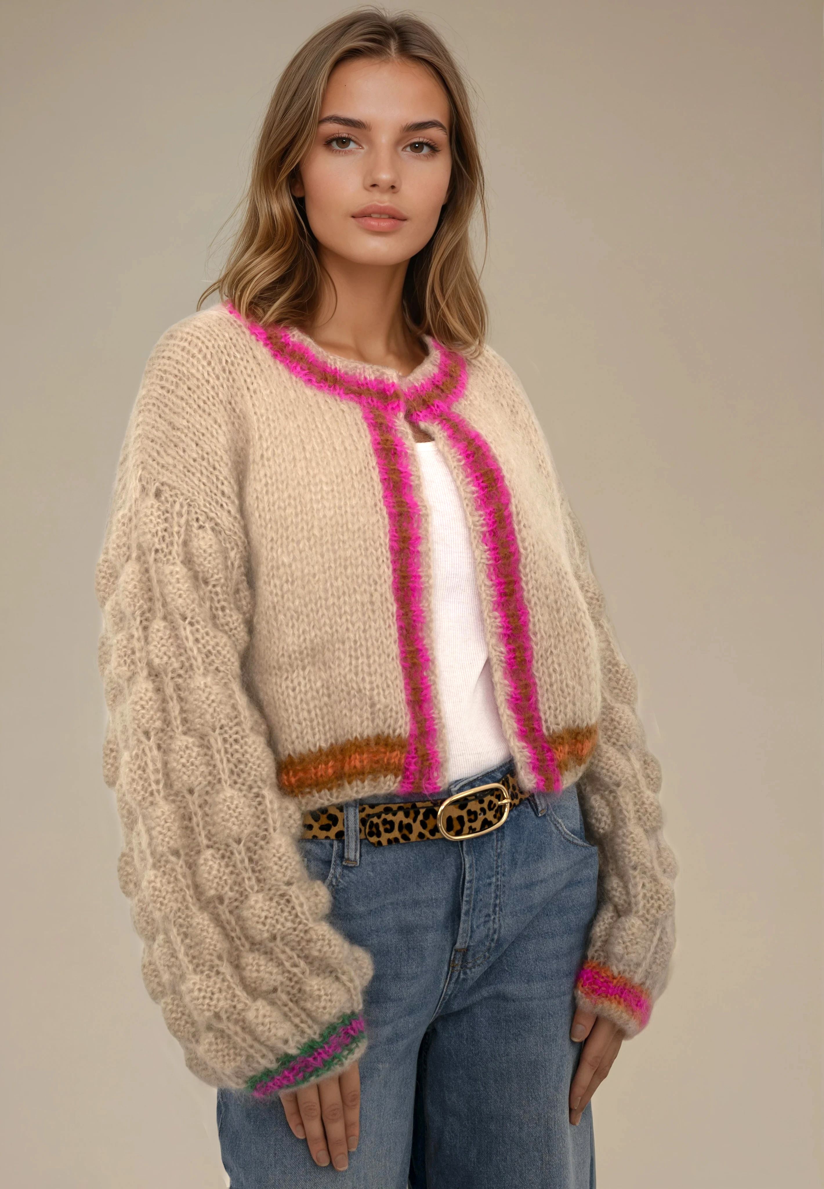 Cookie cardigan beige pink