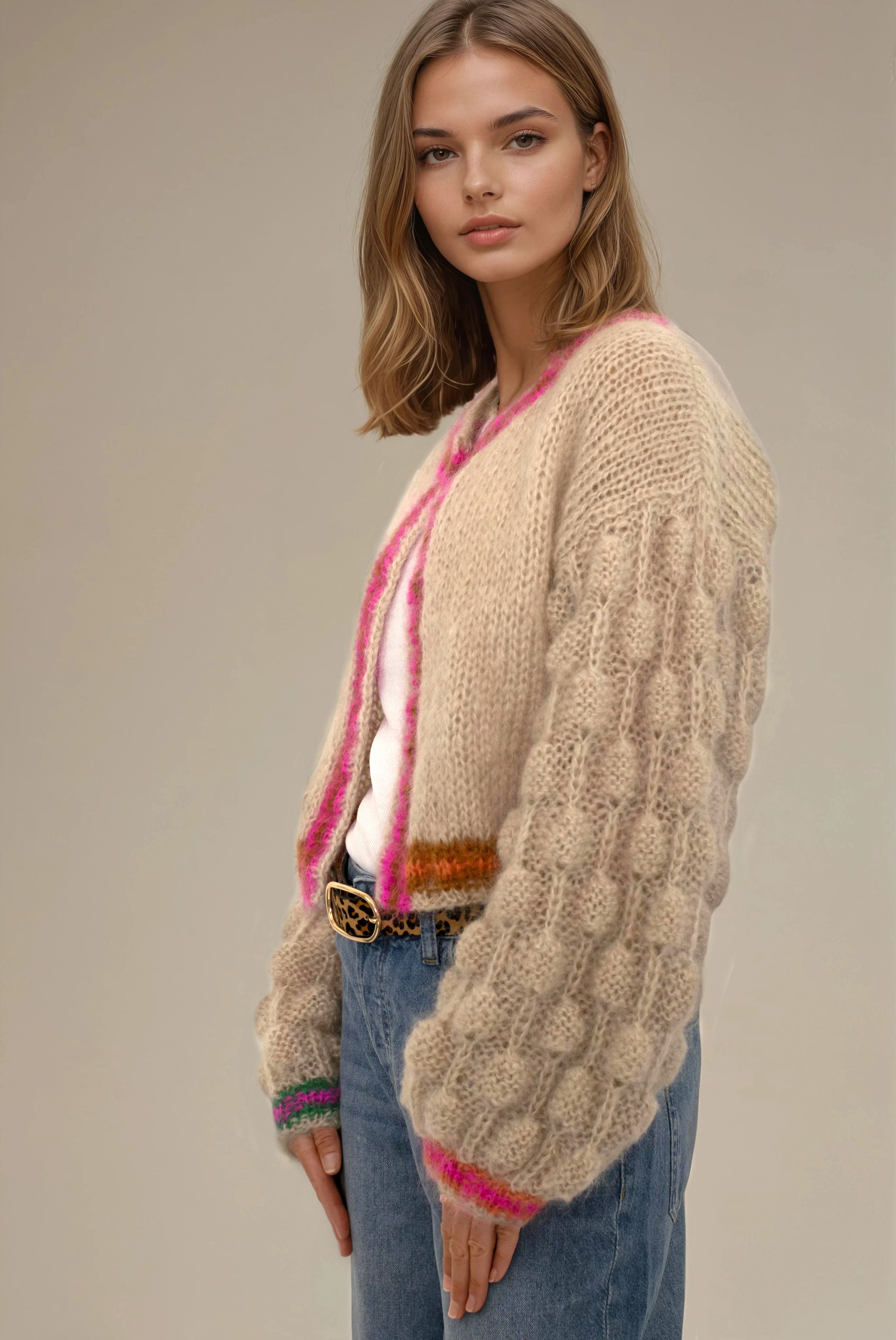 Cookie cardigan beige pink