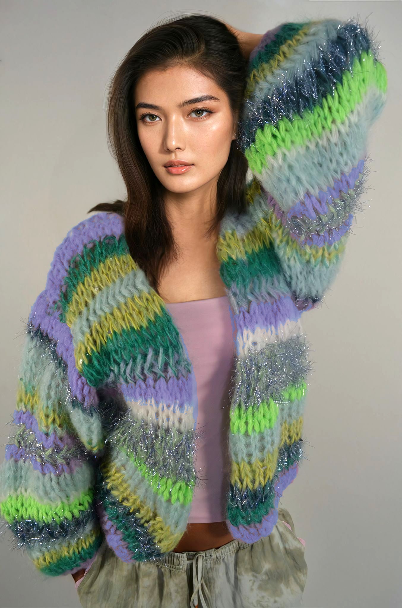 Handmade luxury highend cardigan in premium mohair yarns