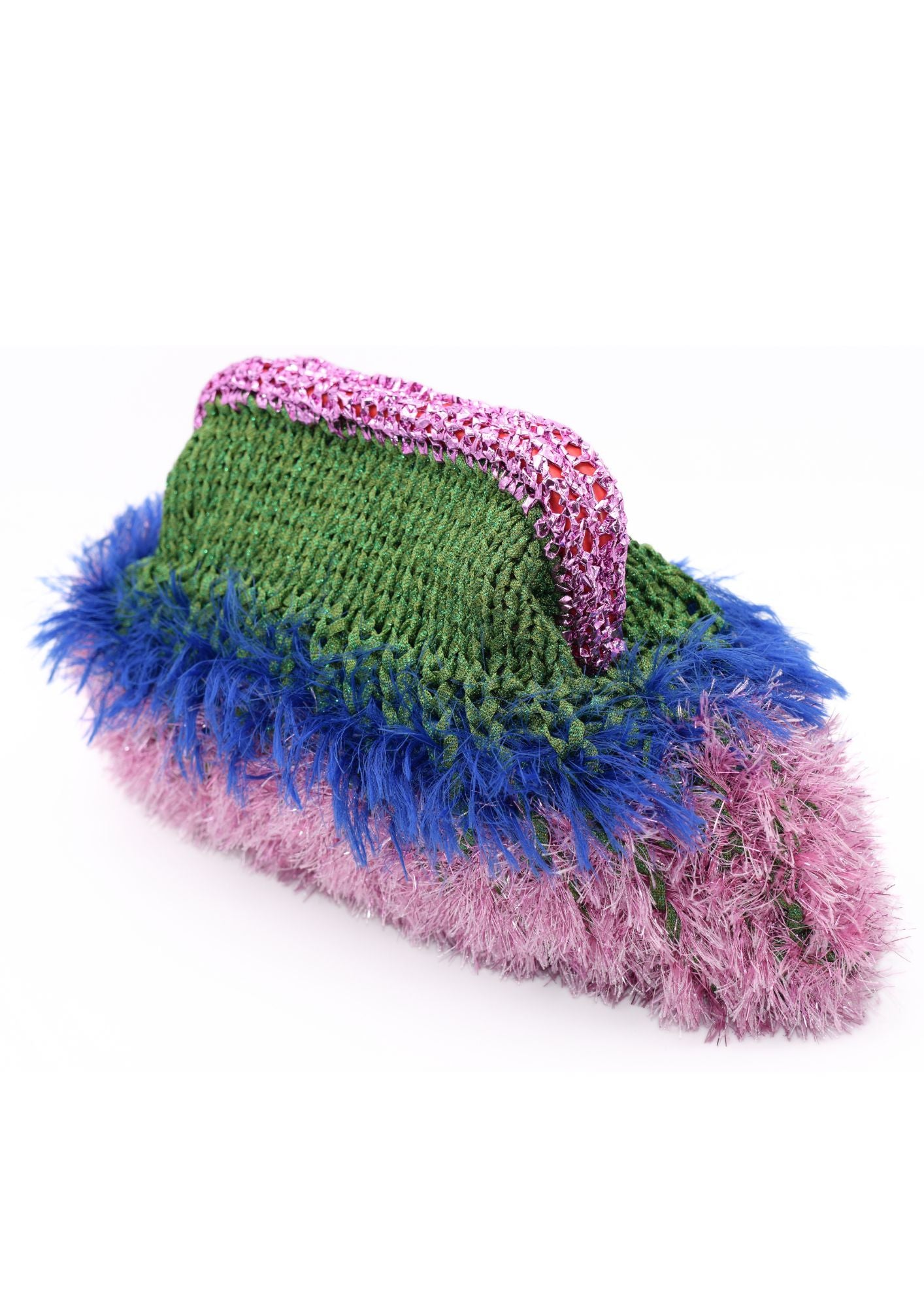 Nadia dafri handcrochet bag in blue pink green