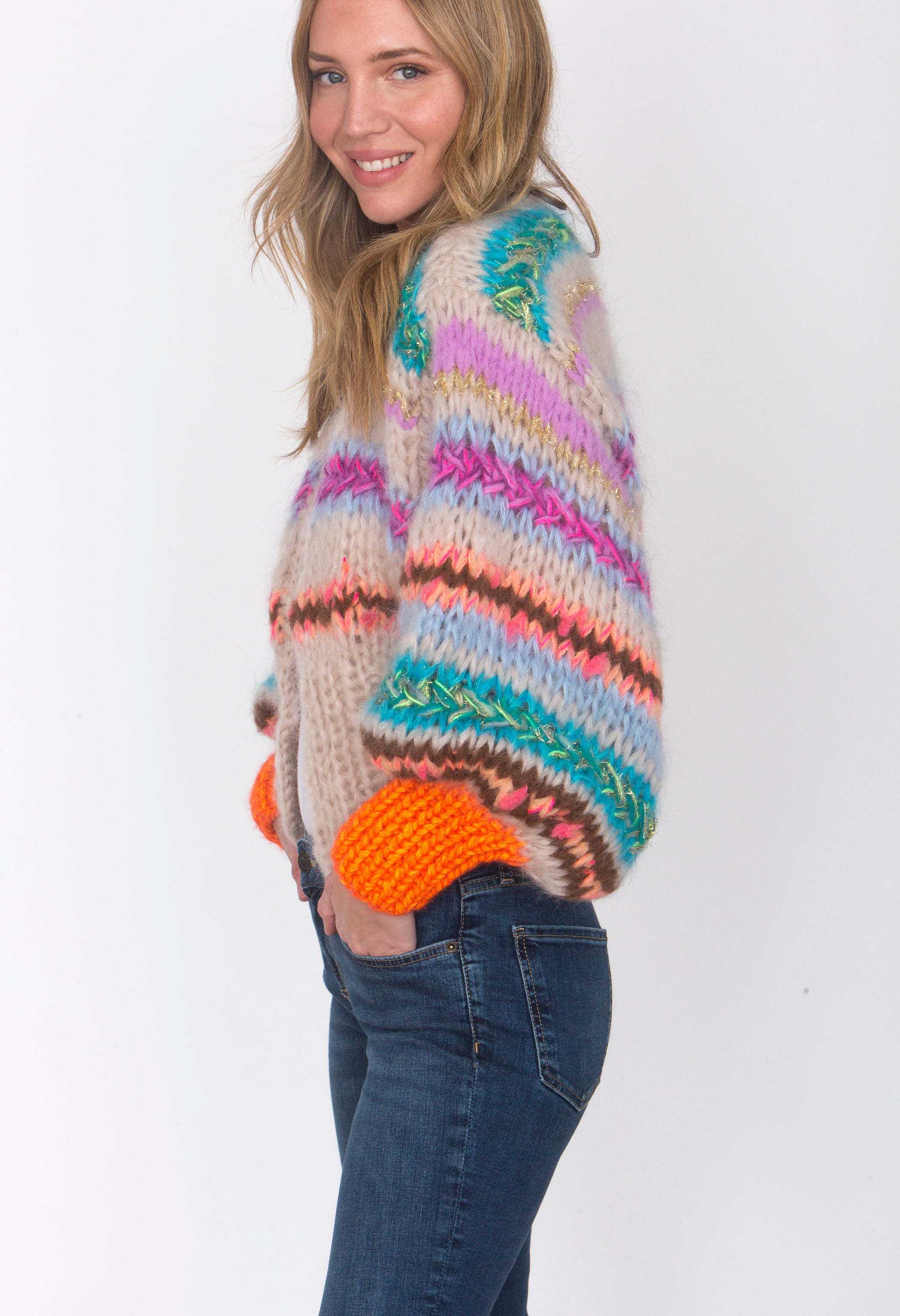 Hand-knitted sweater, colourful knitwear, handmade sweater, Handmade cardigan, Hand knitted cardigan, Hand crocheted dress, colourful fashion