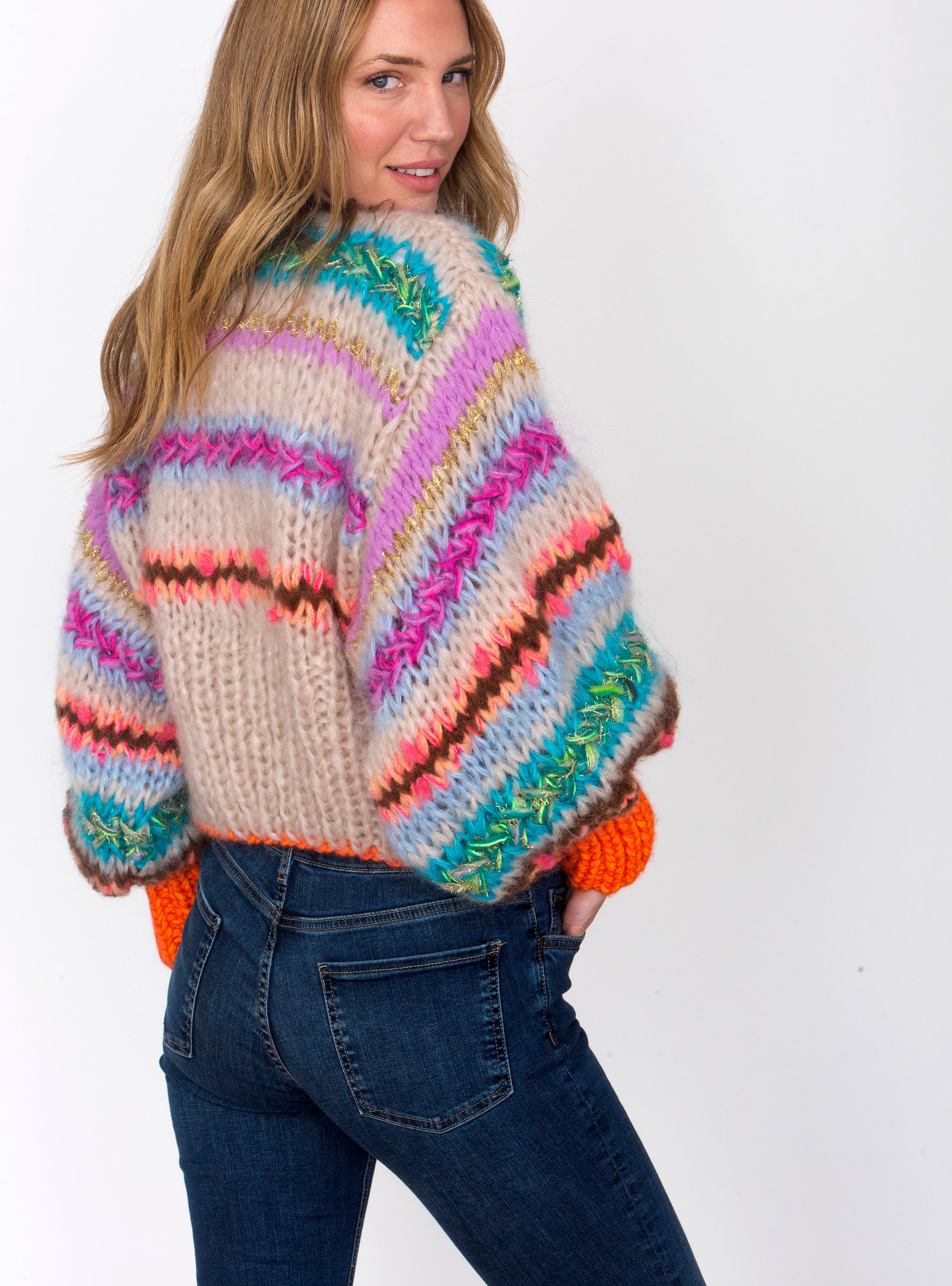 Hand-knitted sweater, colourful knitwear, handmade sweater, Handmade cardigan, Hand knitted cardigan, Hand crocheted dress, colourful fashion