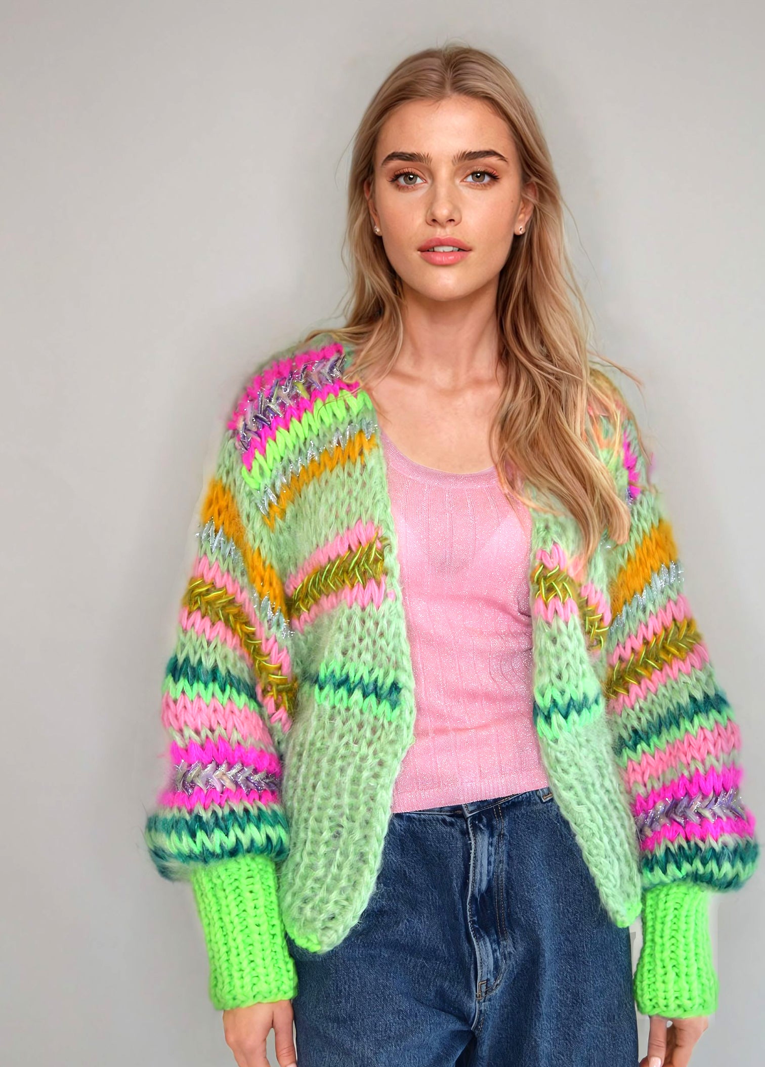 Handknitted sweater,colorful knitwear, handmade sweater, Handmade cardigan, Hnadknitted cardigan, Handcrocheted dress, colorful fashion