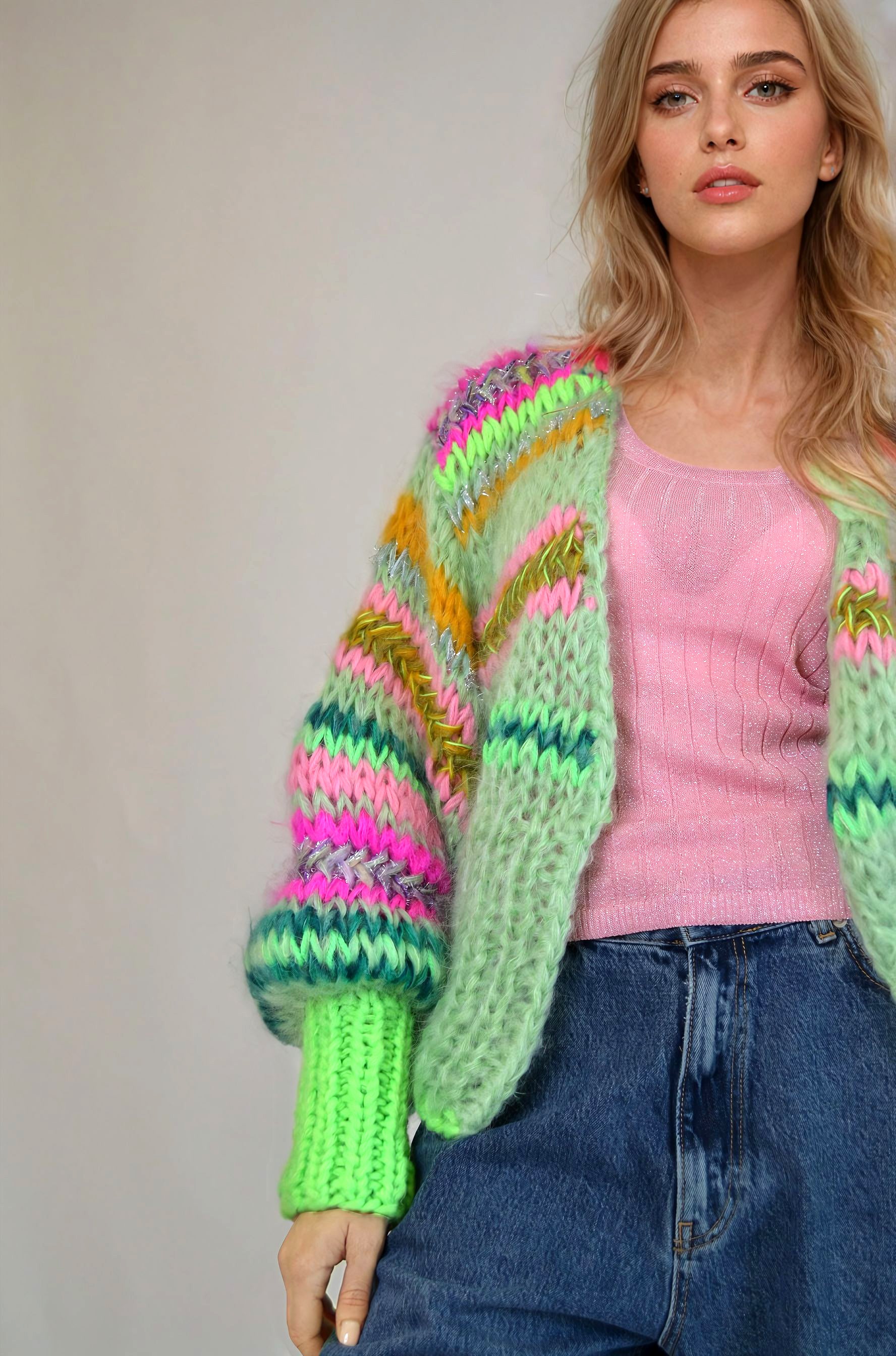 Handknitted sweater,colorful knitwear, handmade sweater, Handmade cardigan, Hnadknitted cardigan, Handcrocheted dress, colorful fashion