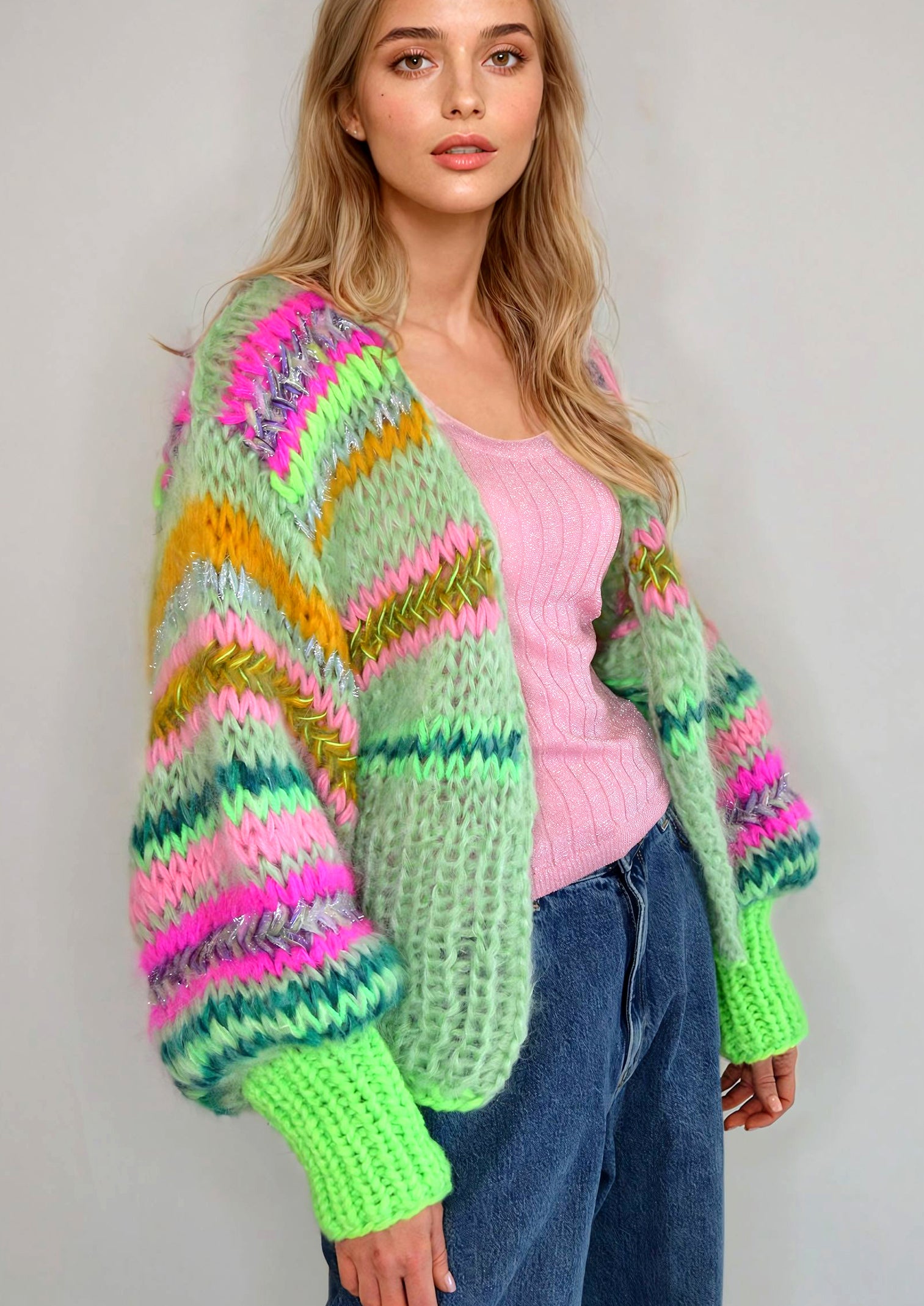 Handknitted sweater,colorful knitwear, handmade sweater, Handmade cardigan, Hnadknitted cardigan, Handcrocheted dress, colorful fashion