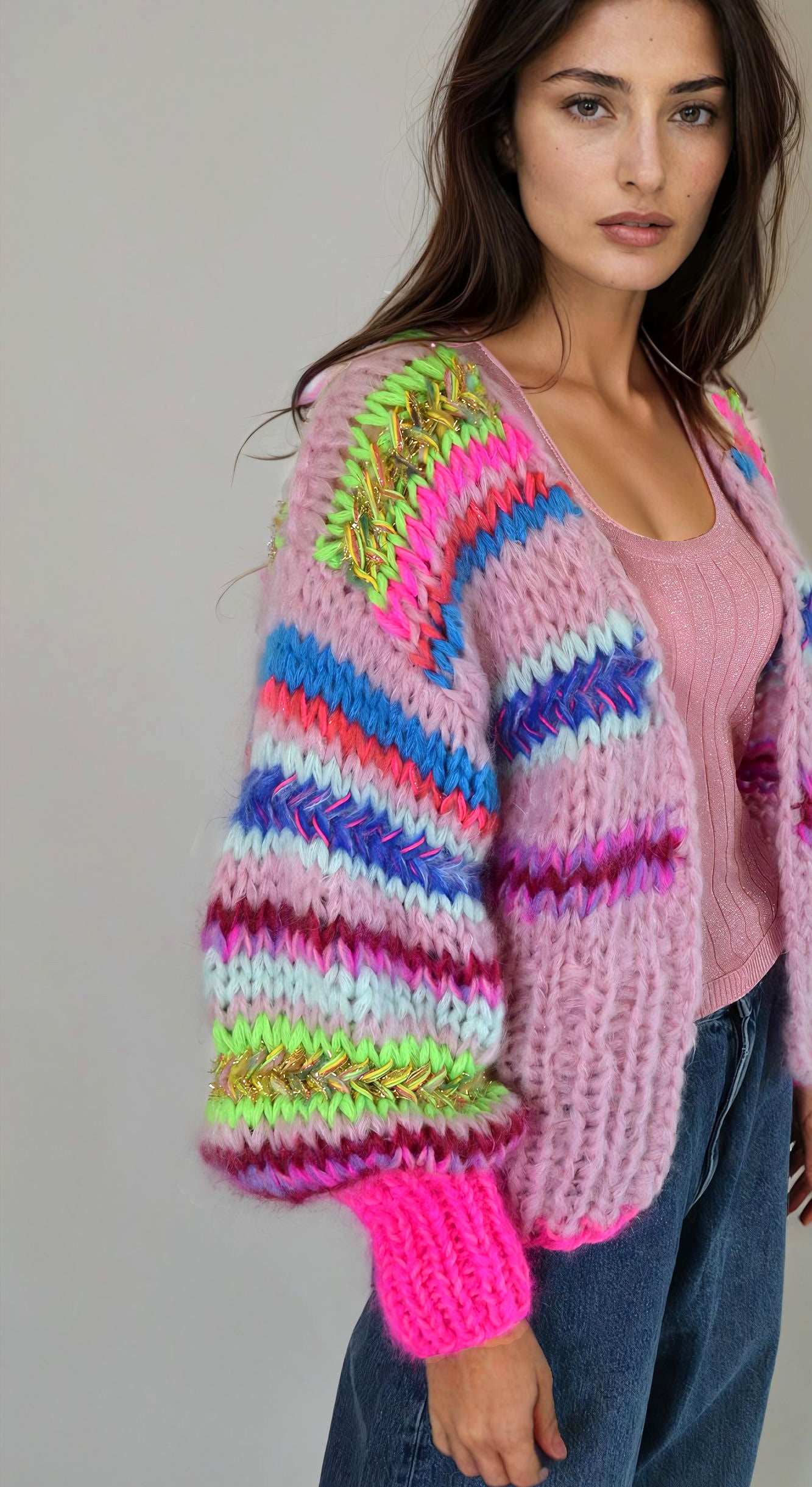 Handknitted sweater,colorful knitwear, handmade sweater, Handmade cardigan, Hnadknitted cardigan, Handcrocheted dress, colorful fashion