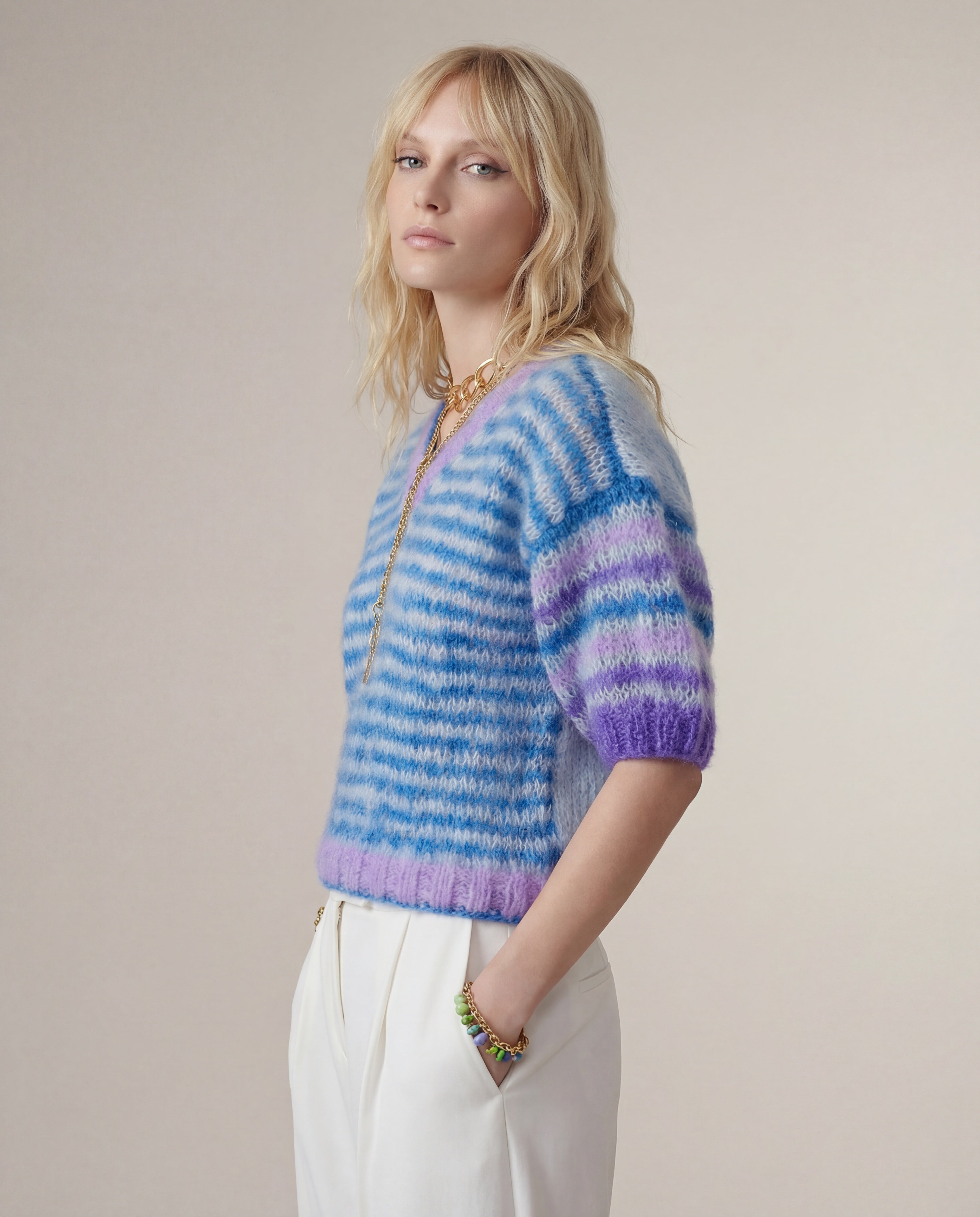 Chantal stripe sweater Sky Lavender