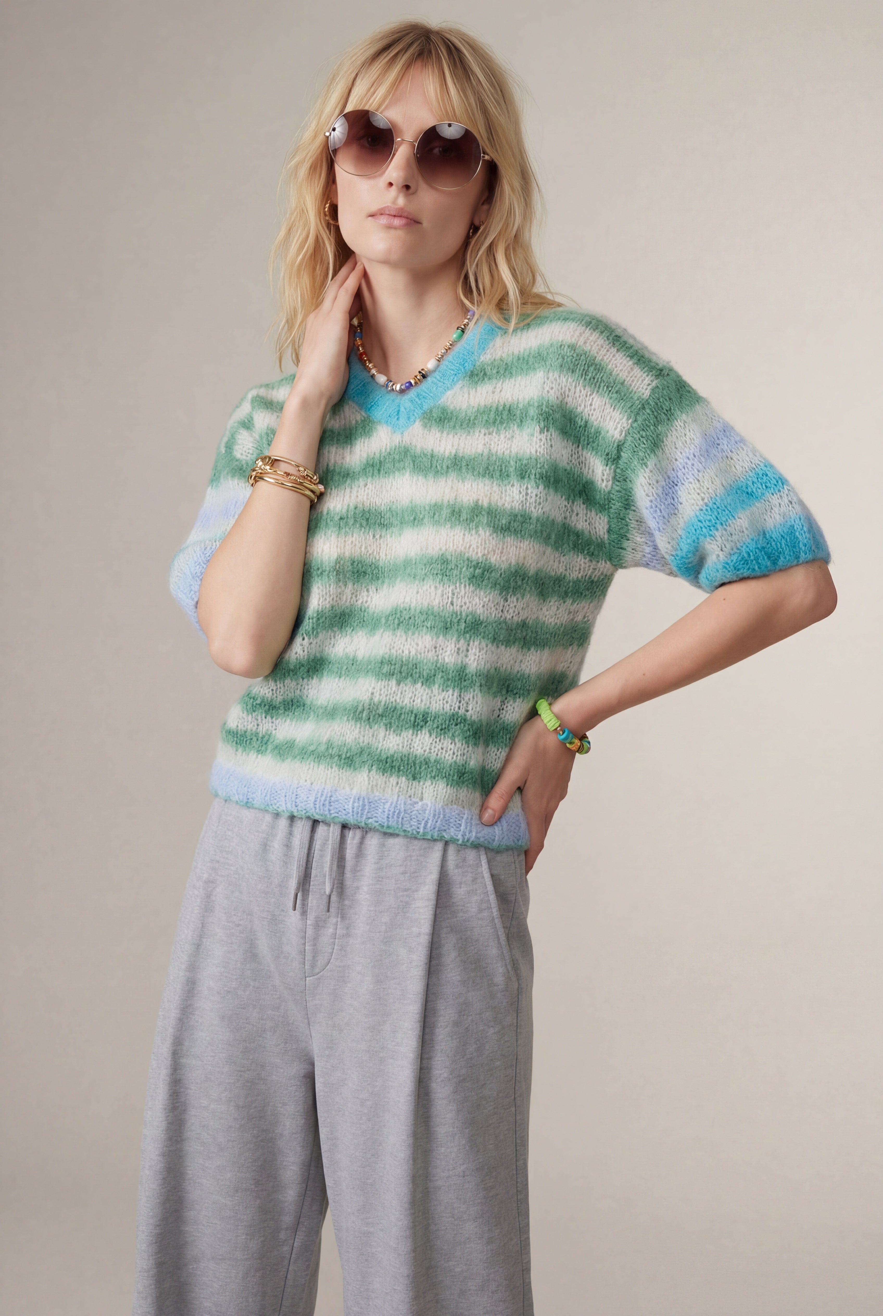 Chantal stripe sweater seafoam