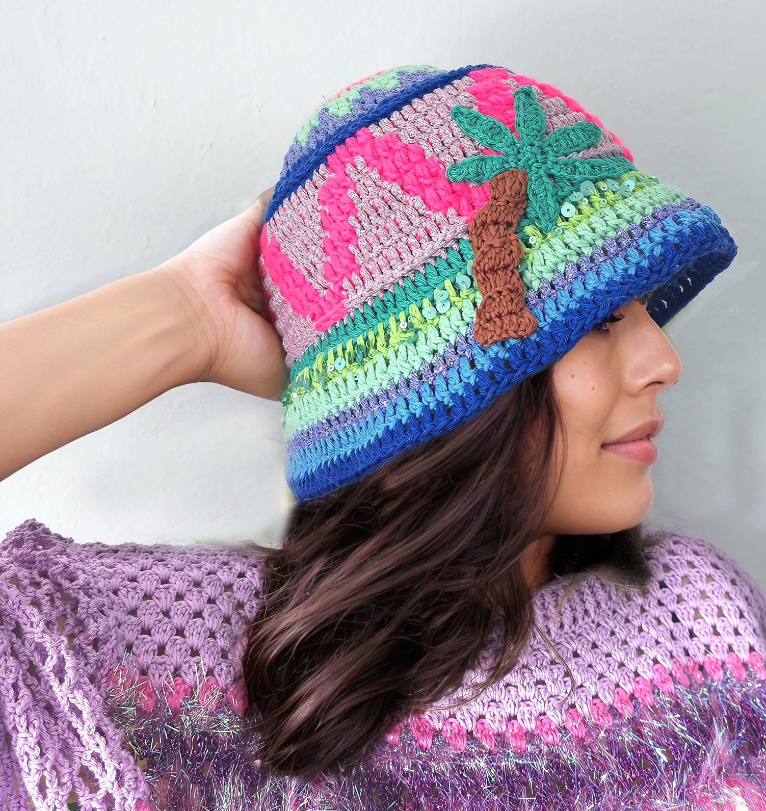 Handknitted hat, colorful knitwear, handmade sweater, Handmade hat, Handknitted fashion, Hand-crocheted dress, colorful fashion, knitted accessories, luxury fashion